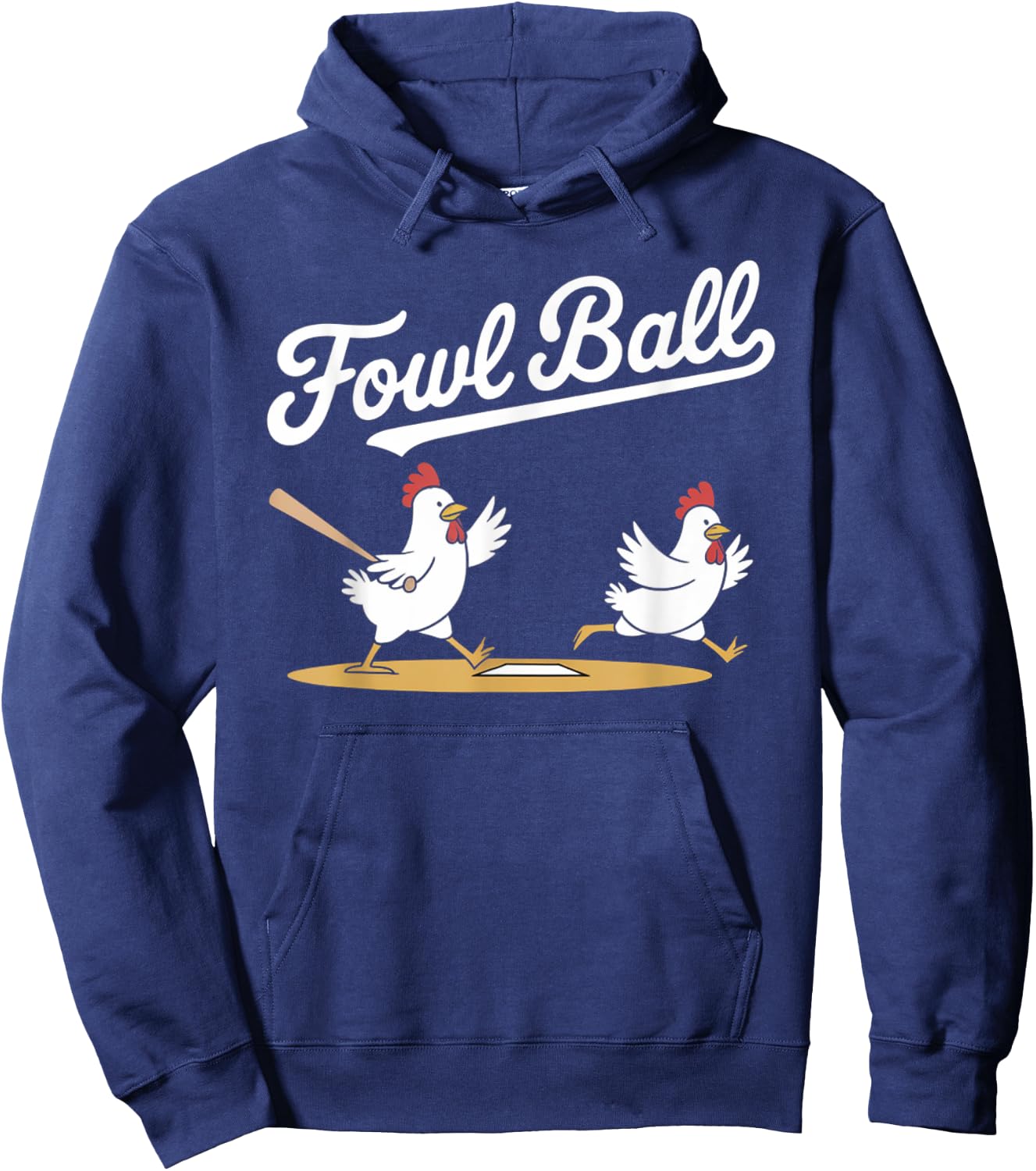 Fowl Ball Funny Chicken Baseball Pun Hoodie - Hoodie | Navy