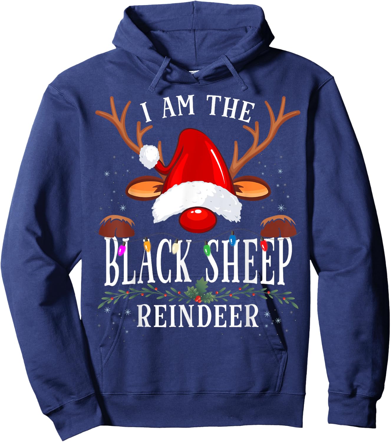 I Am The Black Sheep Reindeer Christmas Family Hoodie - Hoodie | Navy