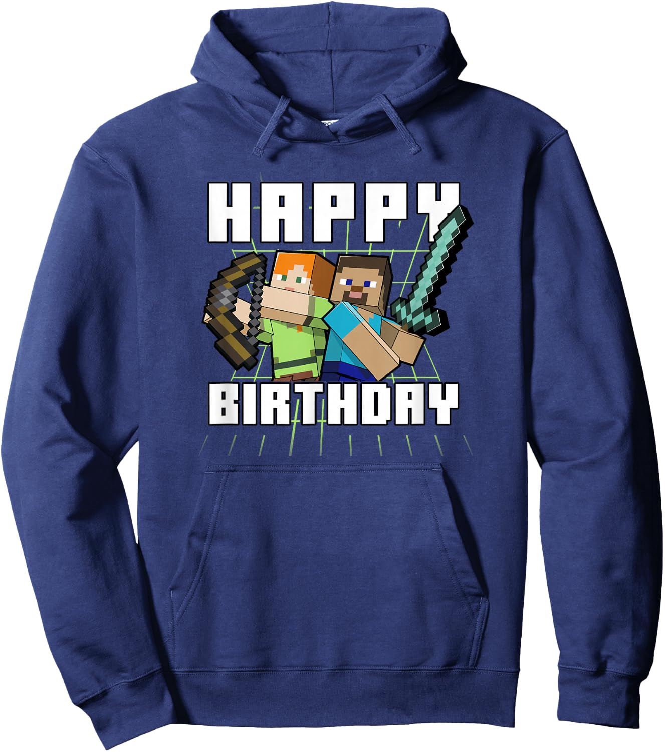 Minecraft Alex & Steve Happy Birthday , black Hoodie - Hoodie | Navy