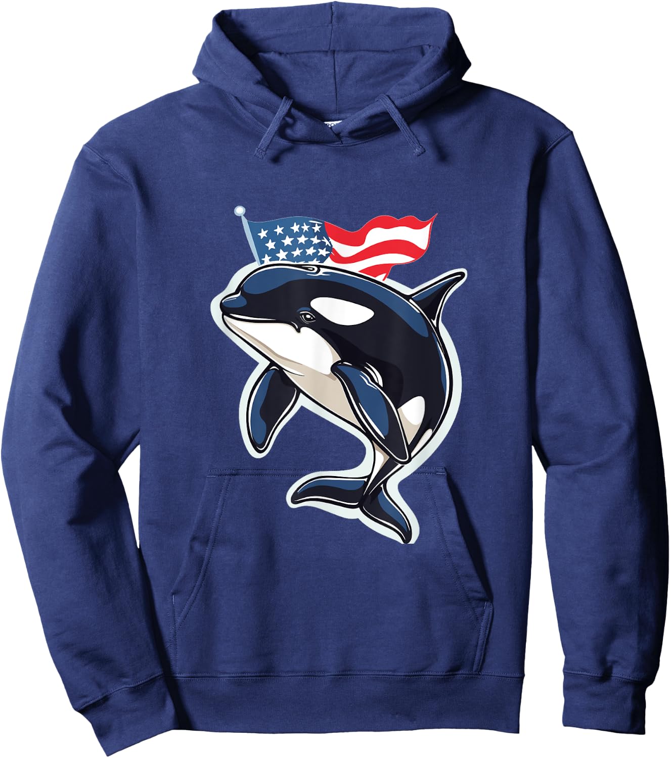 Orca American Flag Patriotic 4th Of July Hoodie - Hoodie | Navy
