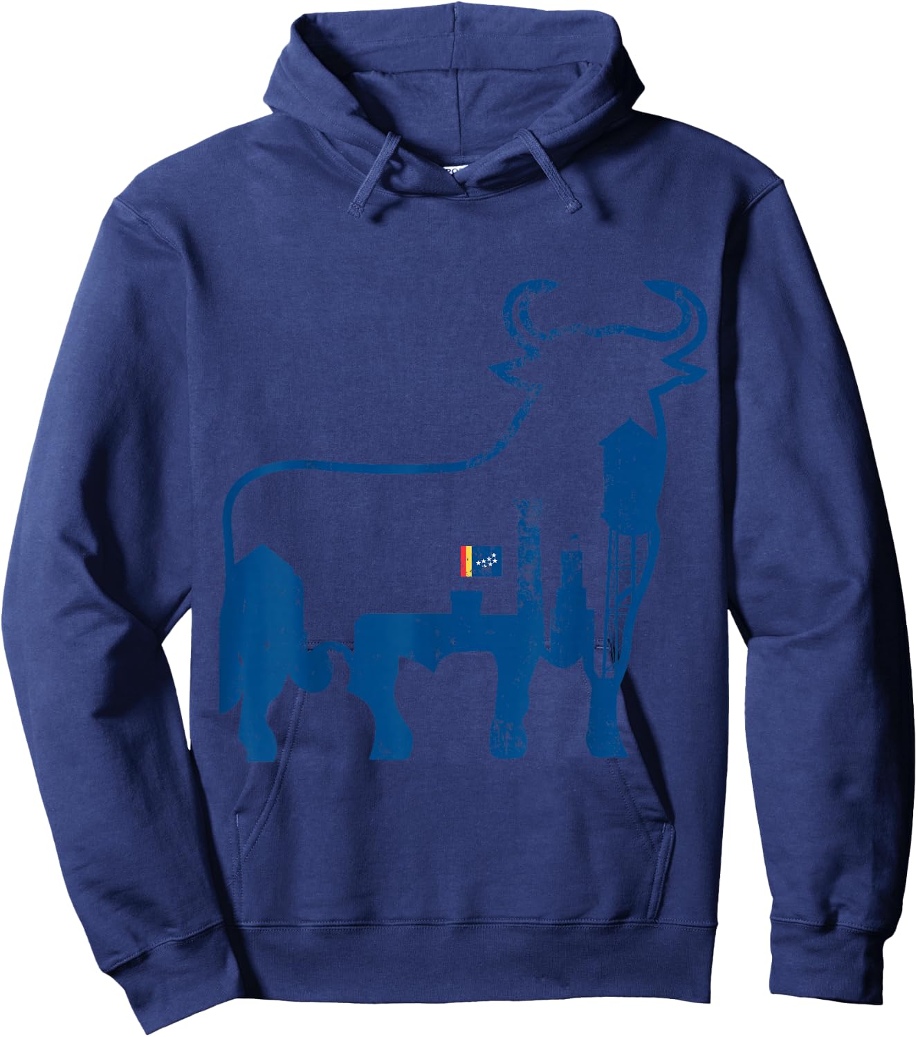 Durham NC City Skyline Standing Bull Silhouette Hoodie - Hoodie | Navy