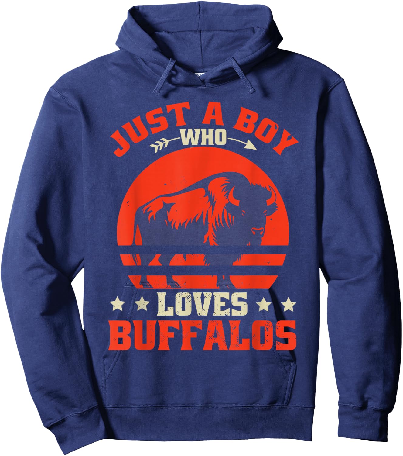 Retro Bison Buffalo Boy Hoodie - Hoodie | Navy