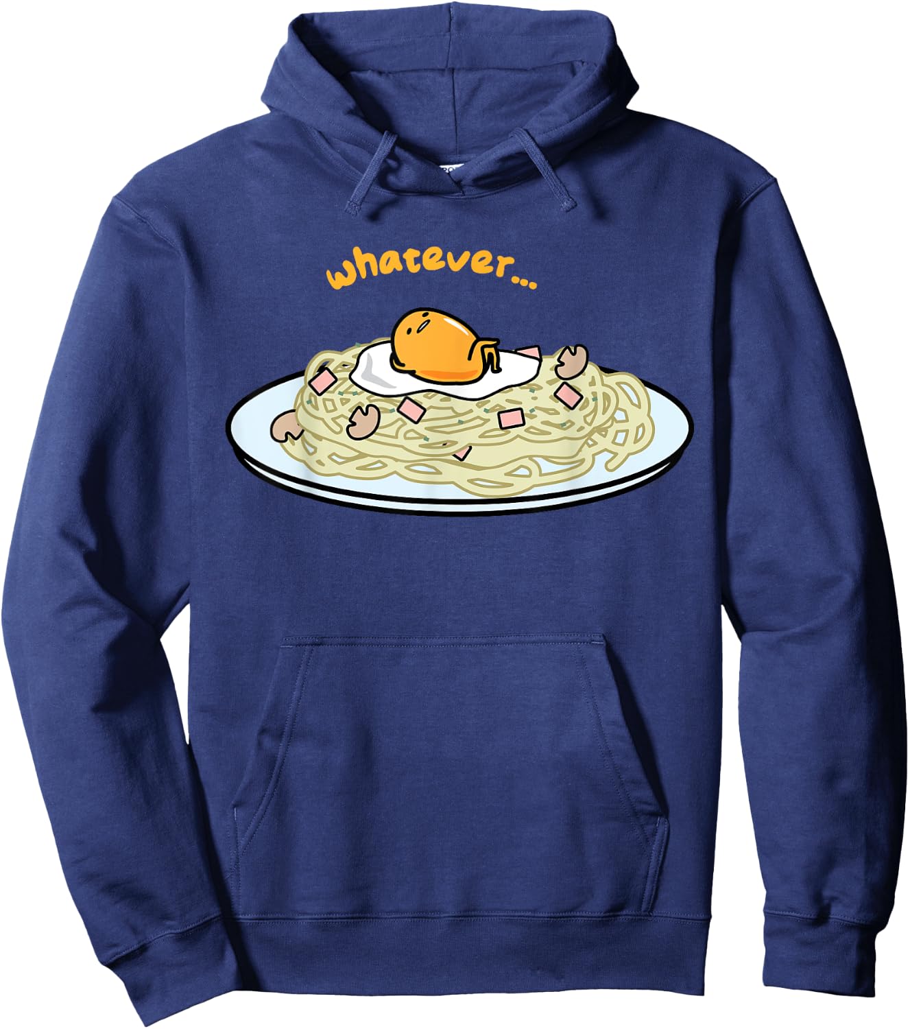 Gudetama "Whatever" Pasta Shirt Hoodie - Hoodie | Navy