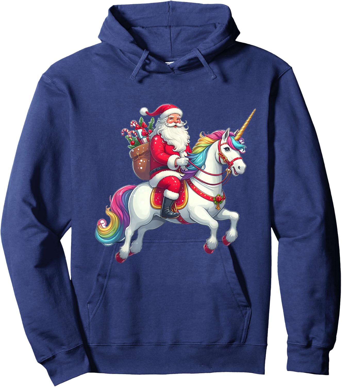 Santa Riding a Unicorn Hoodie - Hoodie | Navy