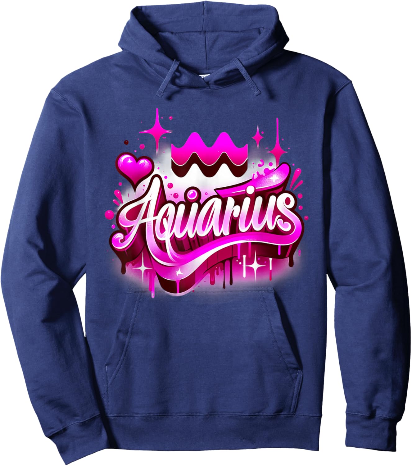 Pink Aquarius Zodiac Star Sign Hoodie - Hoodie | Navy