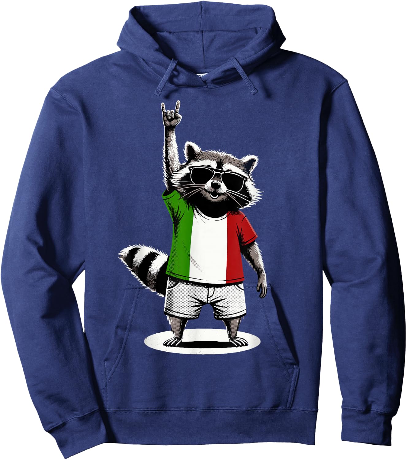 Italian Flag Raccoon Funny Italy Hoodie - Hoodie | Navy