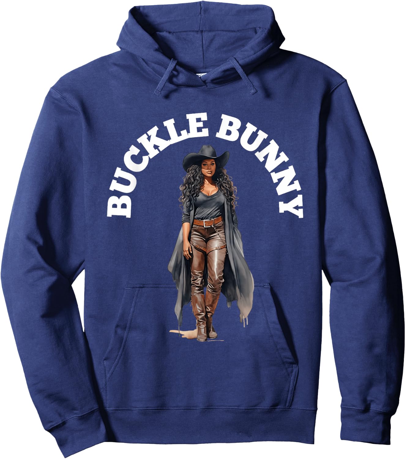 Buckle Bunny , Black Cowgirl Western Hoodie - Hoodie | Navy