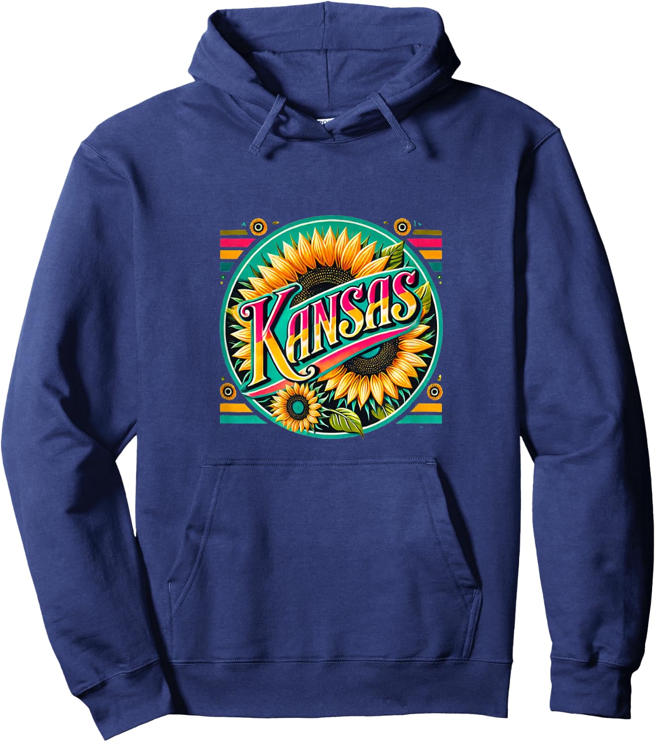Kansas Sunflower Illustration Proud Kansas Hoodie - Hoodie | Navy