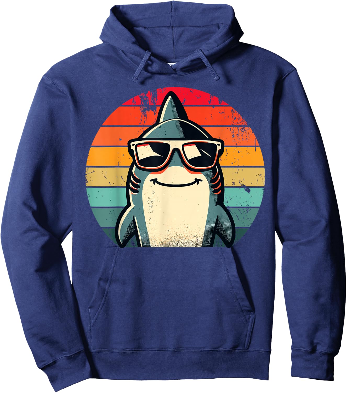 Cool retro shark in sunglasses 70s, 80s, 90s Hoodie - Hoodie | Navy