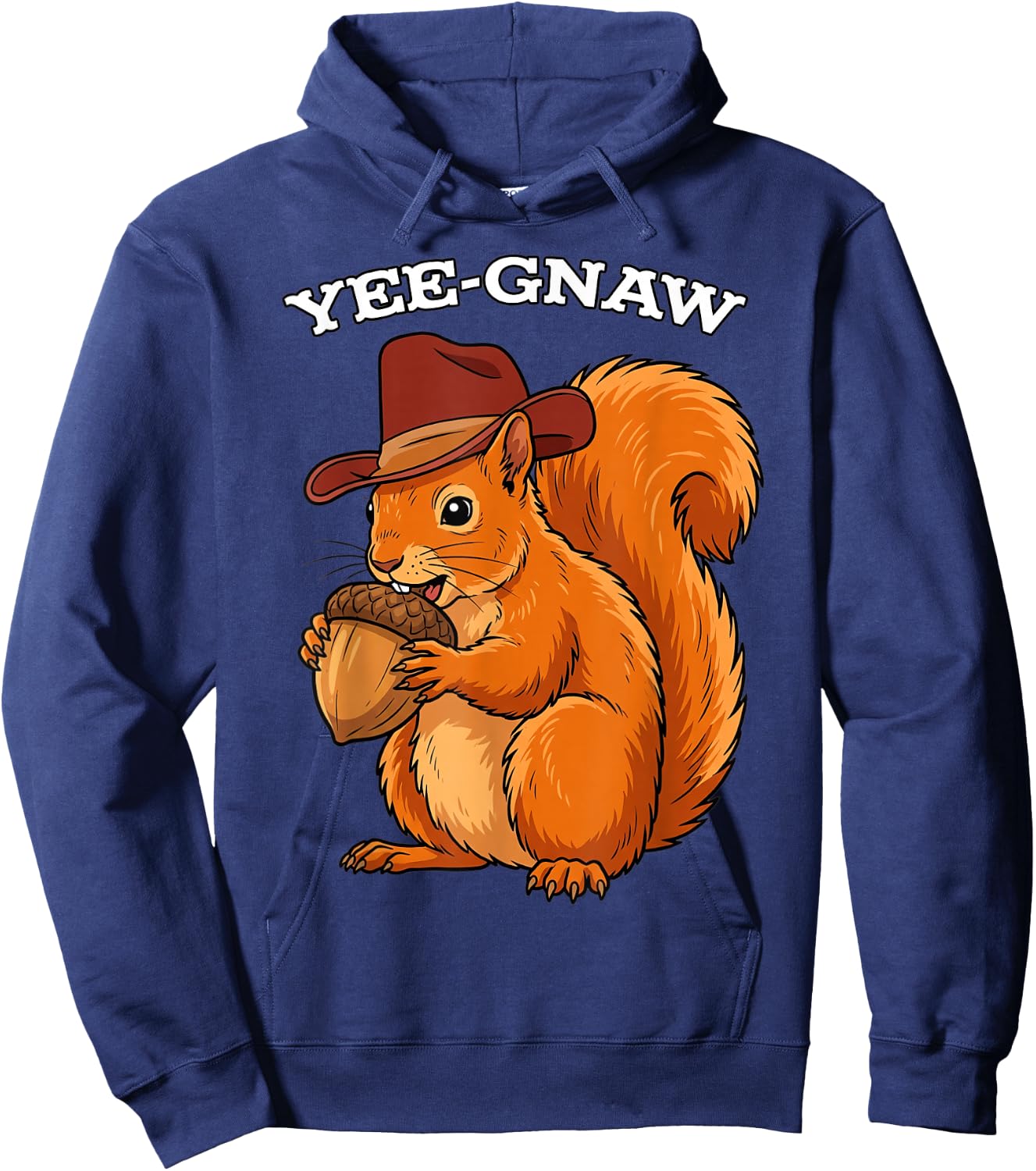 Yee-Gnaw Squirrel Cowboy Hat Western Pun Lover Hoodie - Hoodie | Navy
