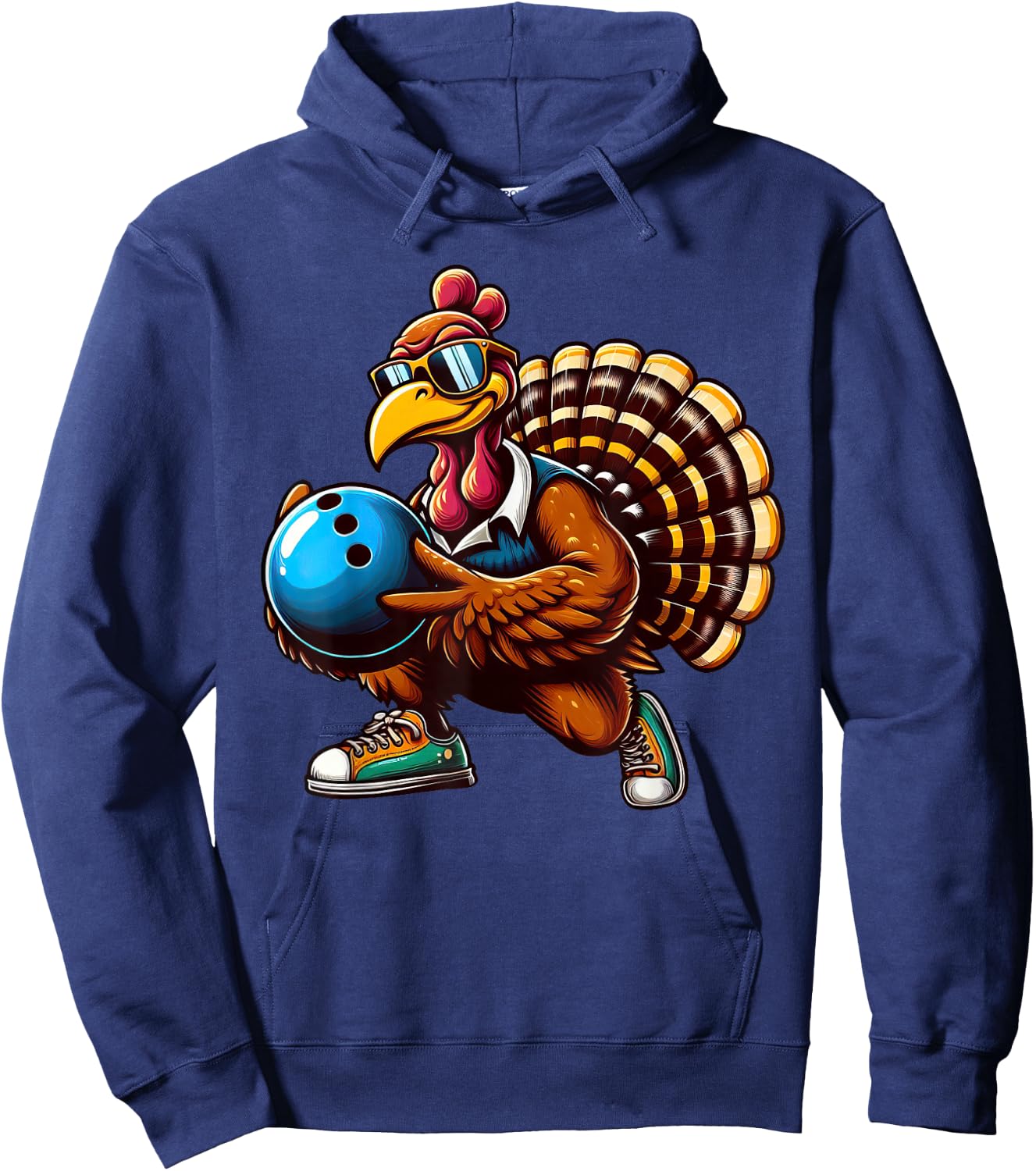 Funny Turkey Bowler Thanksgiving Bowling Kids Hoodie - Hoodie | Navy