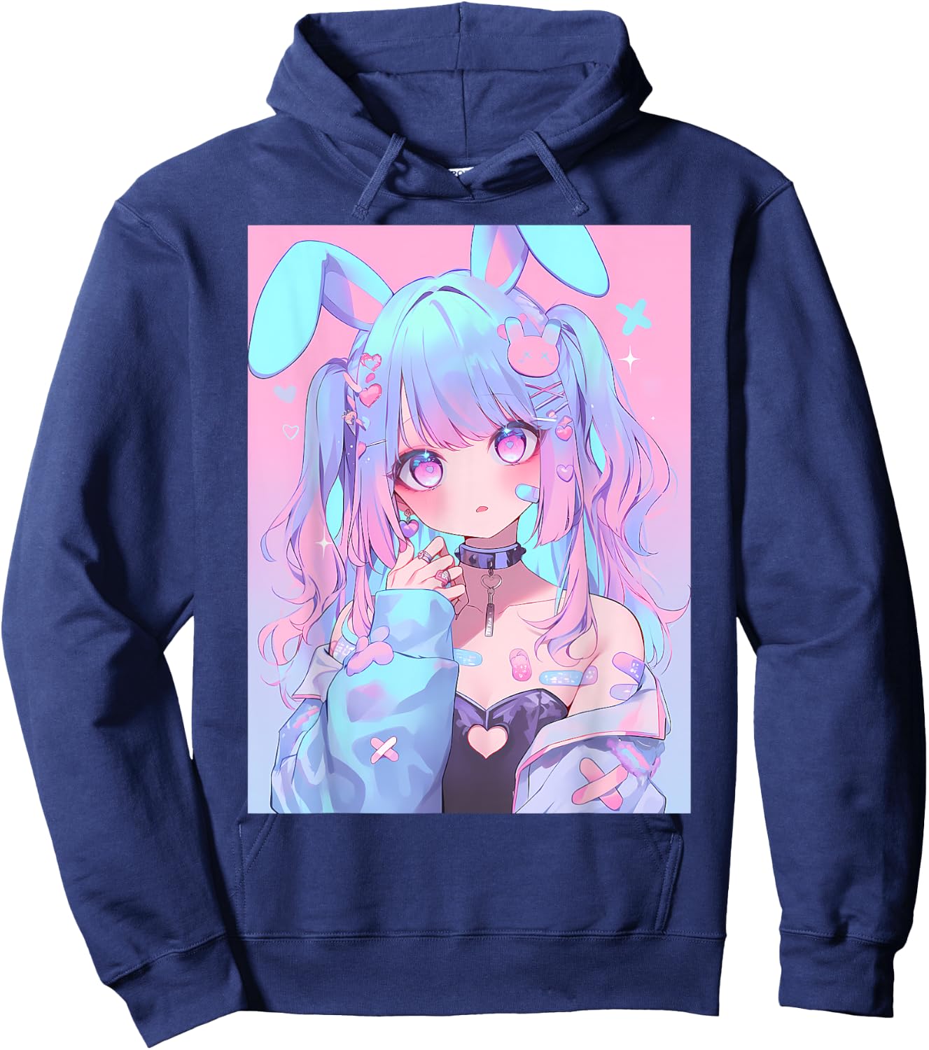 Kawaii Anime Bunny Rabbit Girl Manga Hoodie - Hoodie | Navy