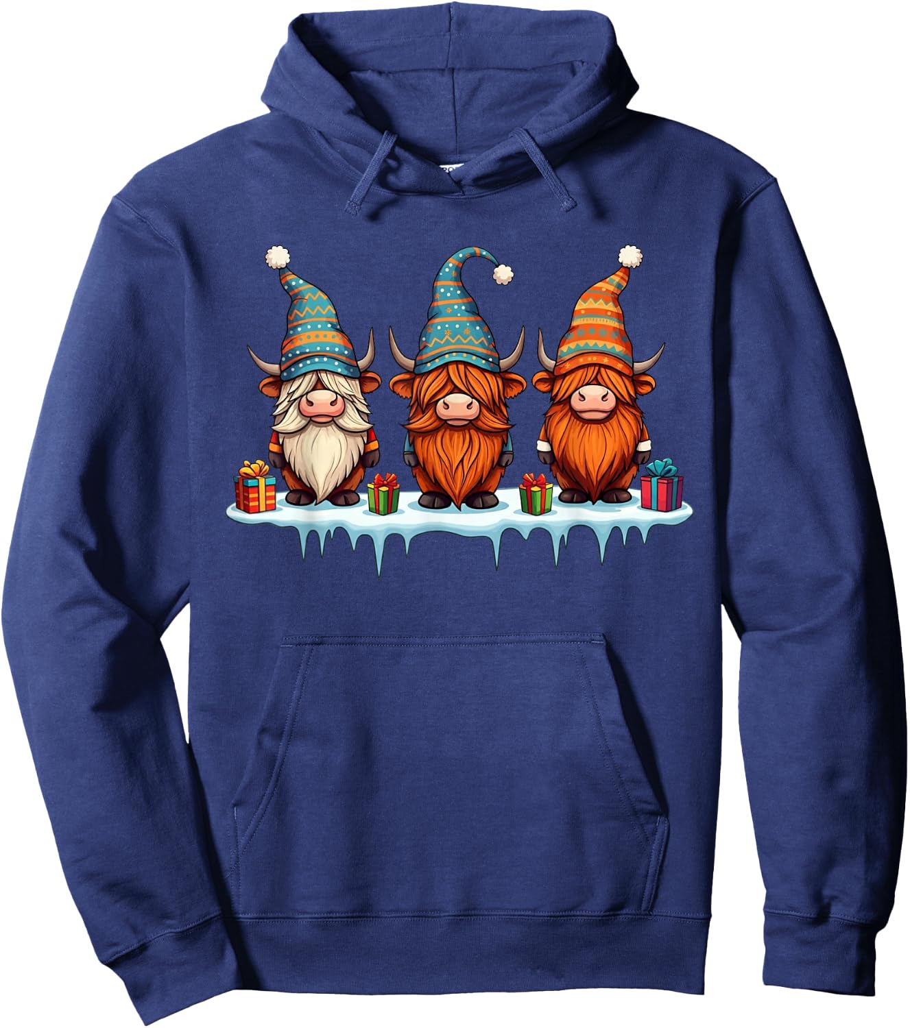 Funny Highland Cow Gnomies Christmas Gnome Kids Hoodie - Hoodie | Navy
