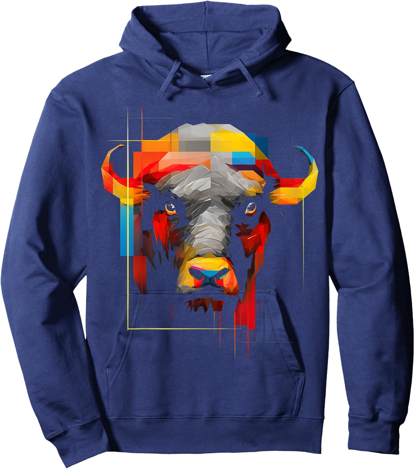 Colorful Bull Animal Zoo Art Bull Hoodie - Hoodie | Navy