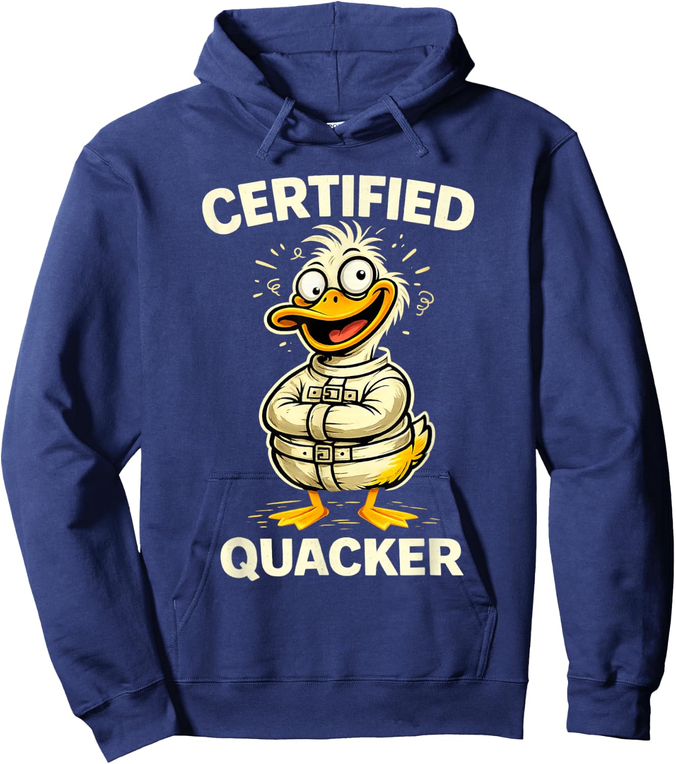 Certified Quacker Cartoon Duck Humor Hoodie - Hoodie | Navy
