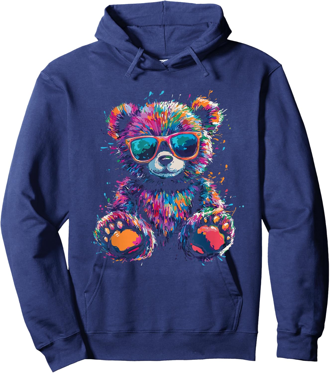 Cool Colourful Bear with Sunglasses Hoodie - Hoodie | Navy