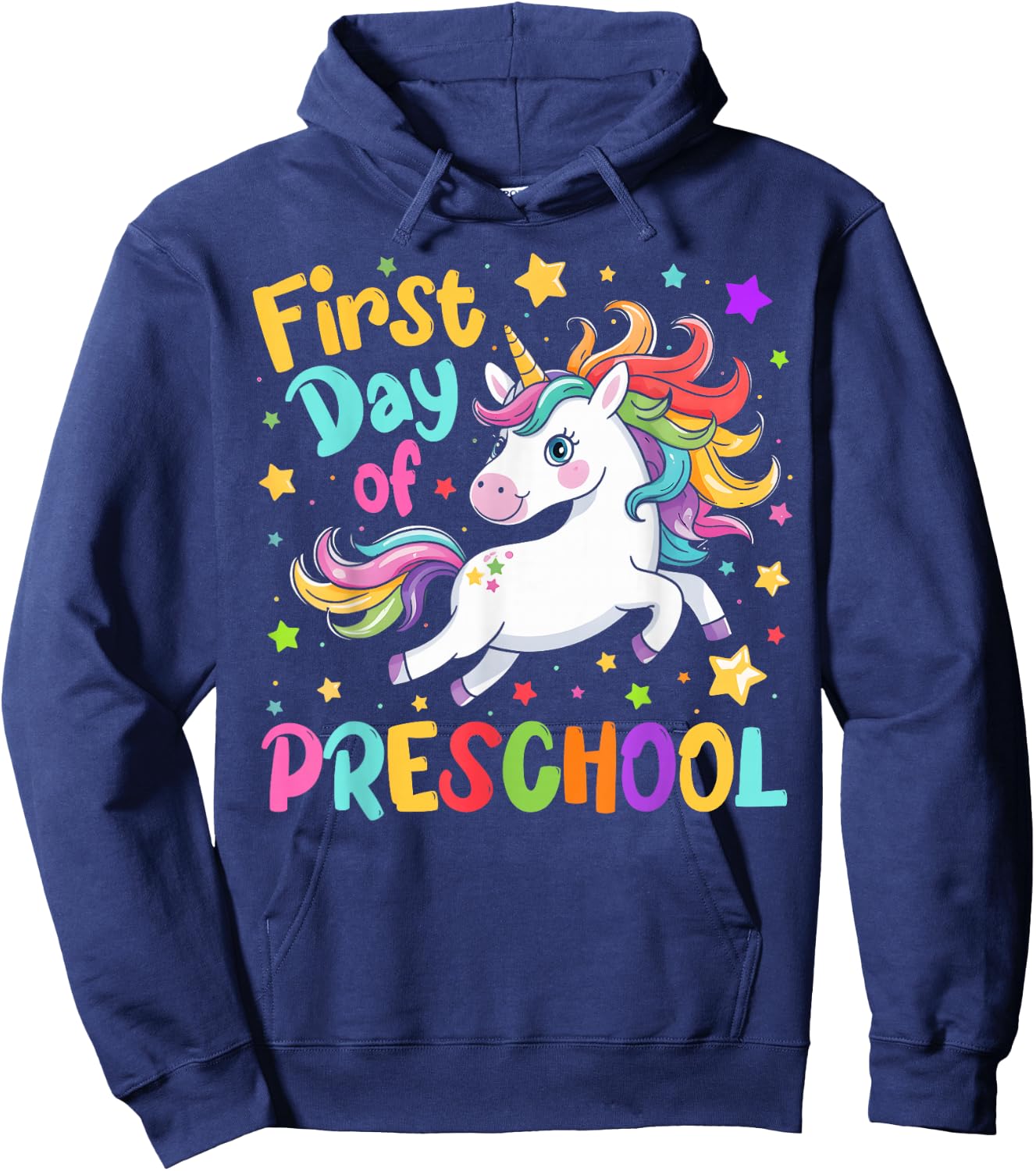 First Day Of Preschool Back To School Unicorn Hoodie - Hoodie | Navy