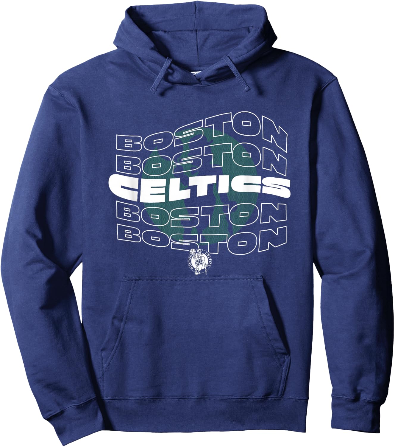 NBA Boston Celtics Wave Outline Logo Stack Hoodie - Hoodie | Navy