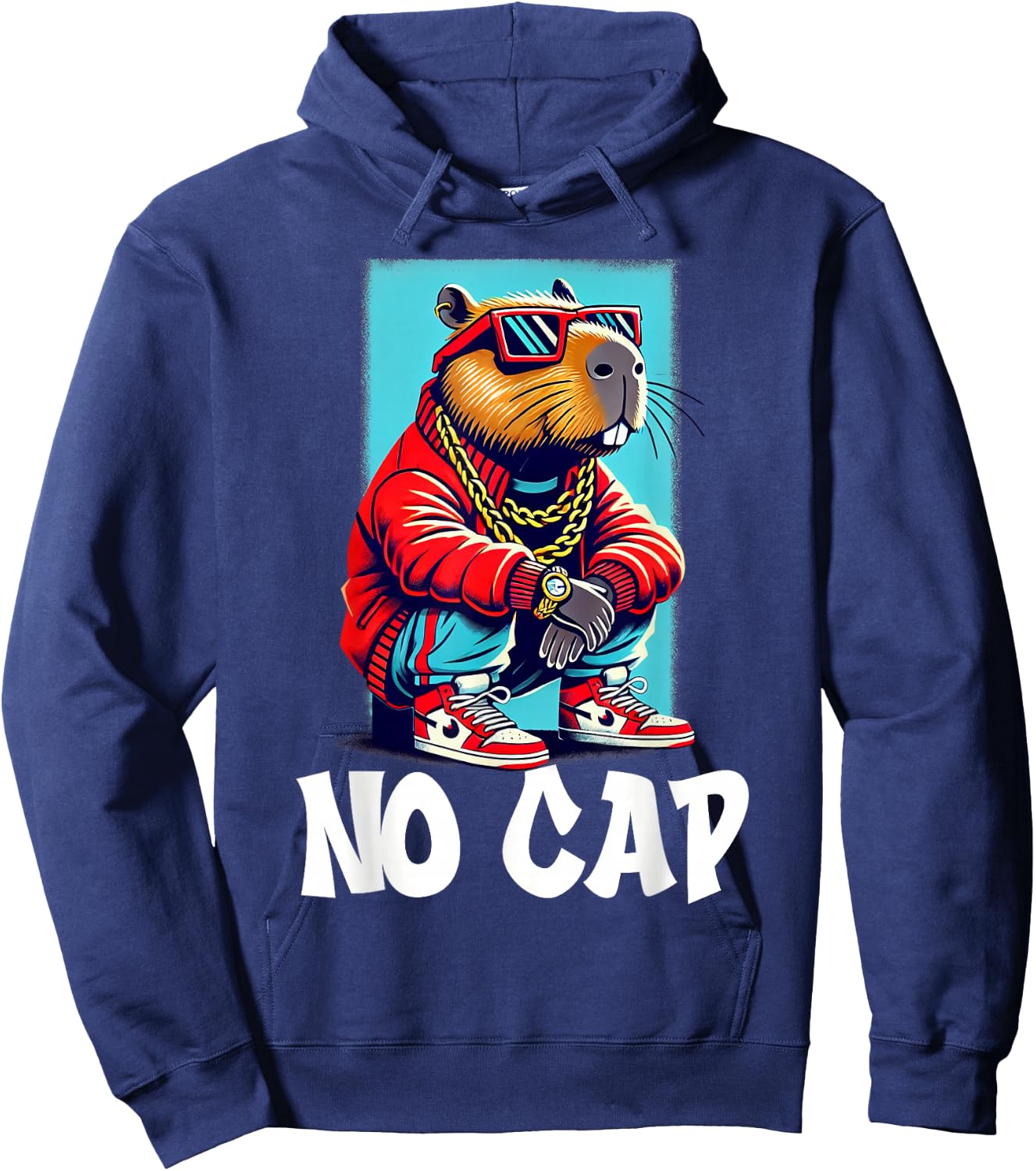 No Cap Capybara Meme Funny Zoomer Hip Hop Humor Hoodie - Hoodie | Navy