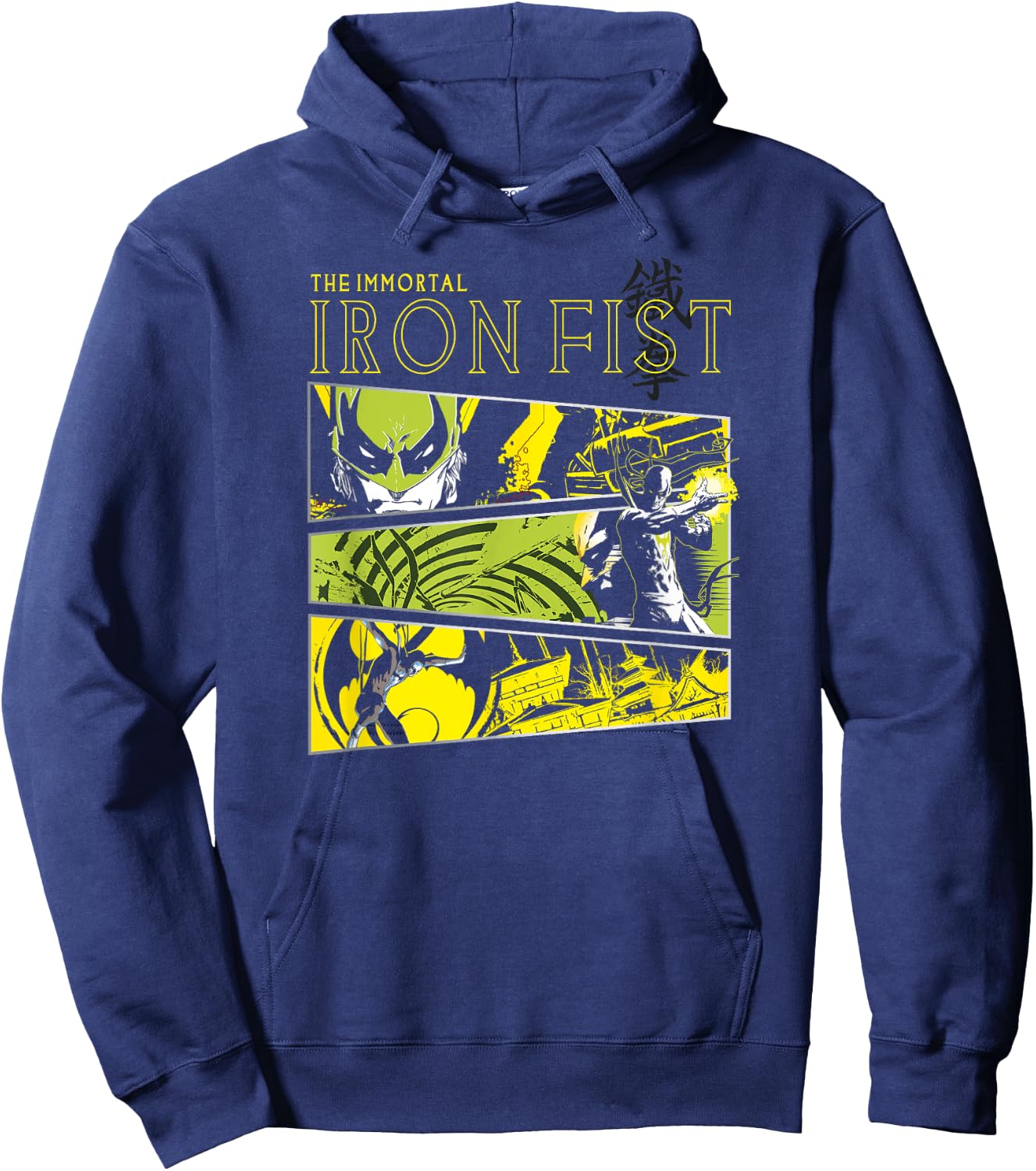 Marvel Immortal Iron Fist Panels, grey, S Hoodie - Hoodie | Navy