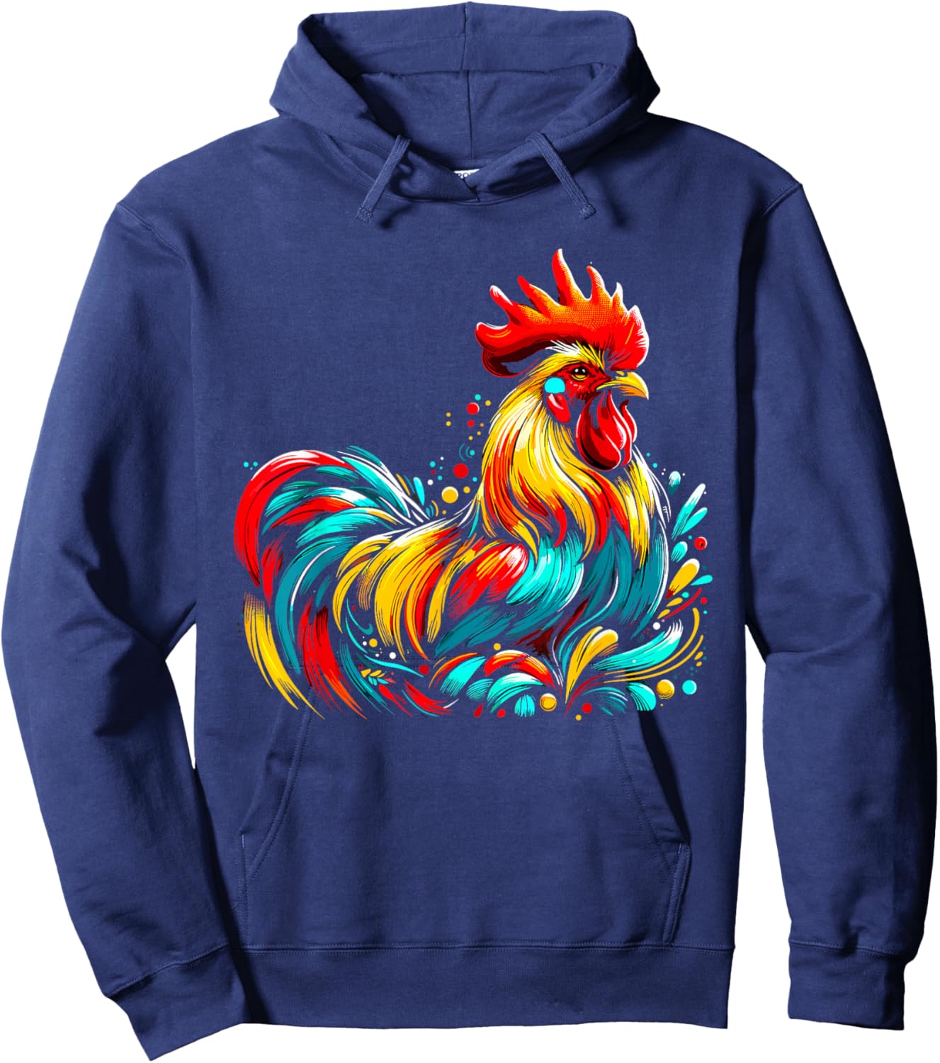 Chicken Colorful Farm Chicken , Small, Black Hoodie - Hoodie | Navy