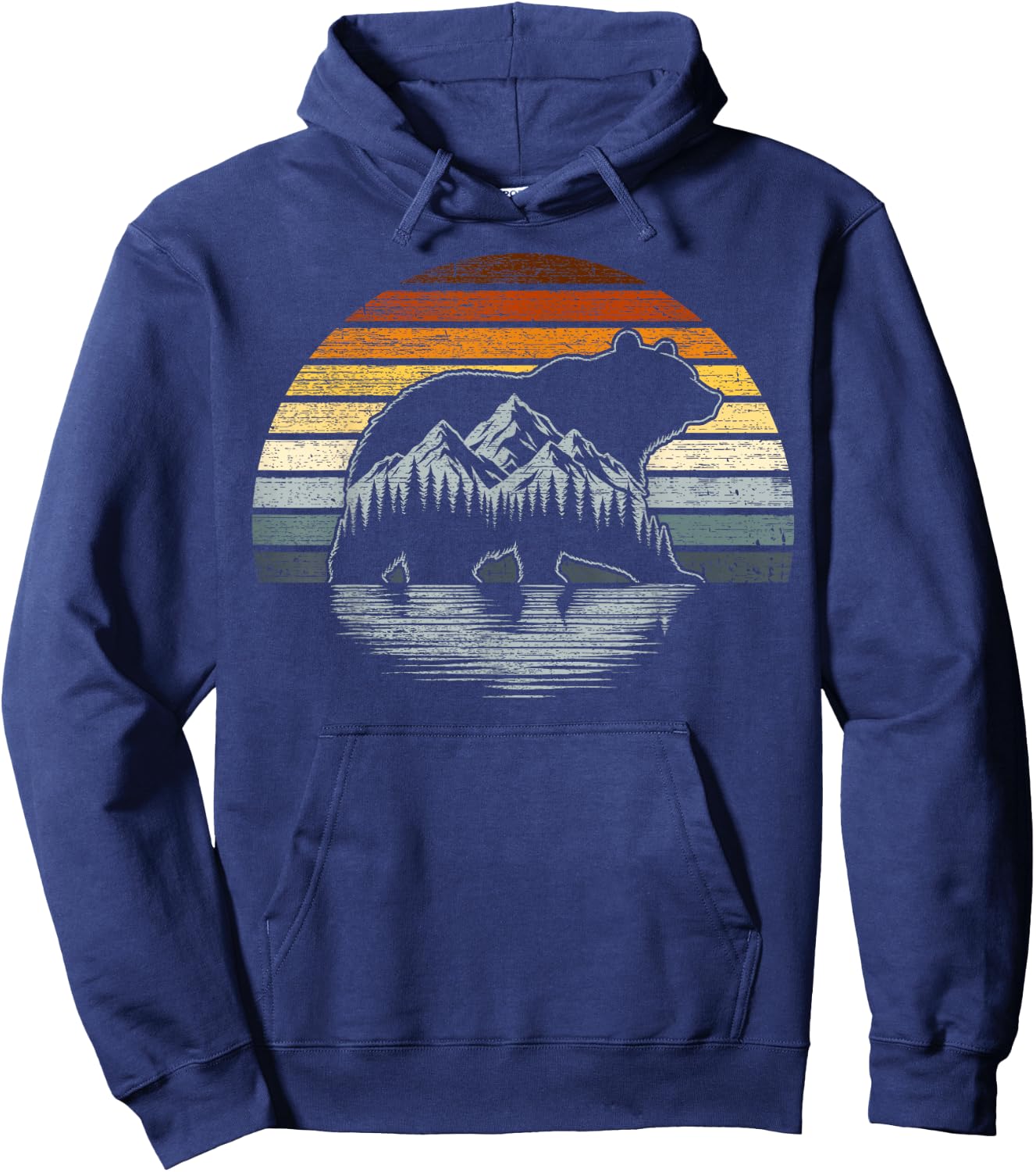 Bear Pride Retro Mountain Nature Gay Bear Flag Hoodie - Hoodie | Navy