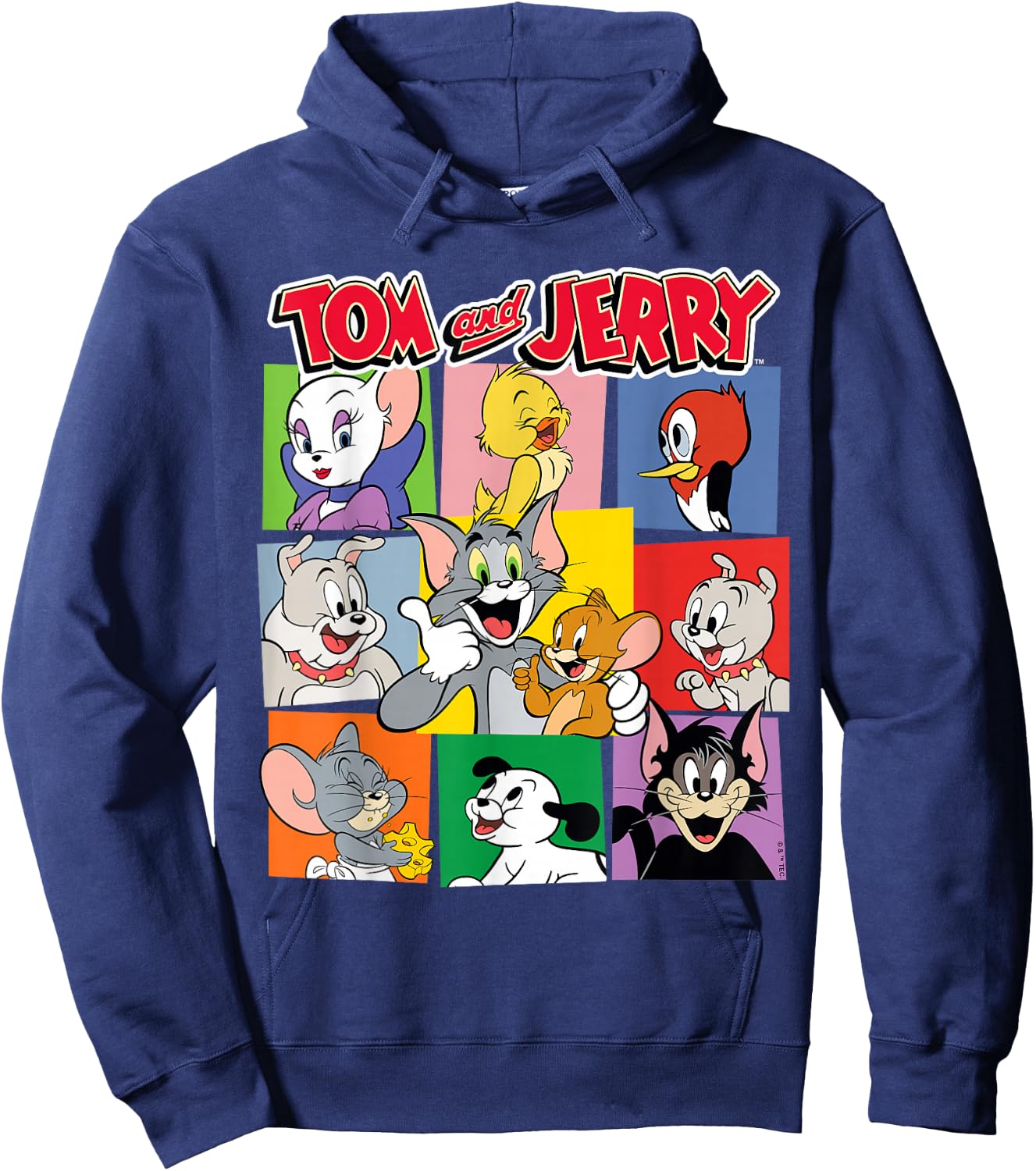 Tom and Jerry Character Squares Hoodie - Hoodie | Navy
