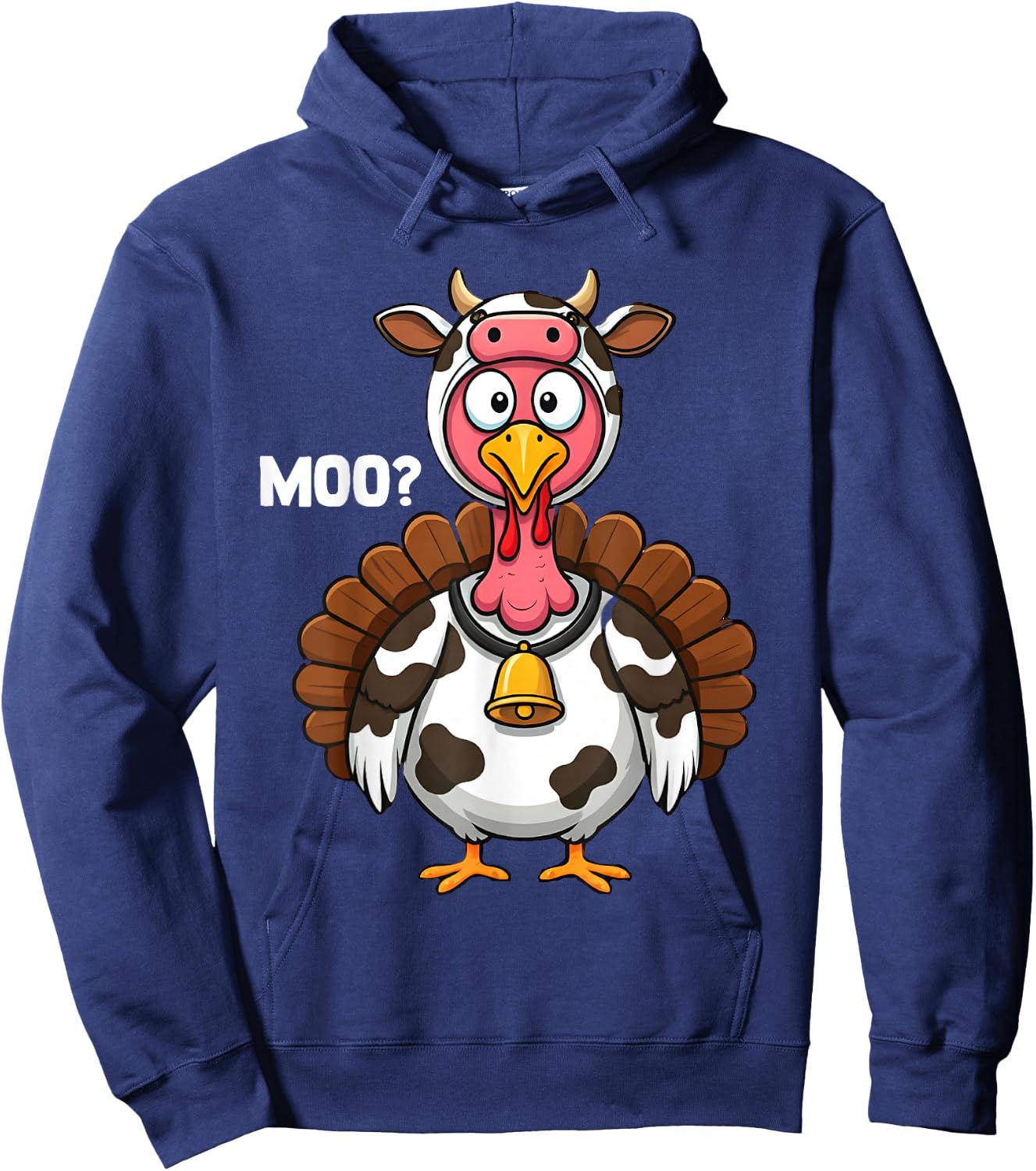 Turkey Moo Cow Funny Thanksgiving 2025 Hoodie - Hoodie | Navy