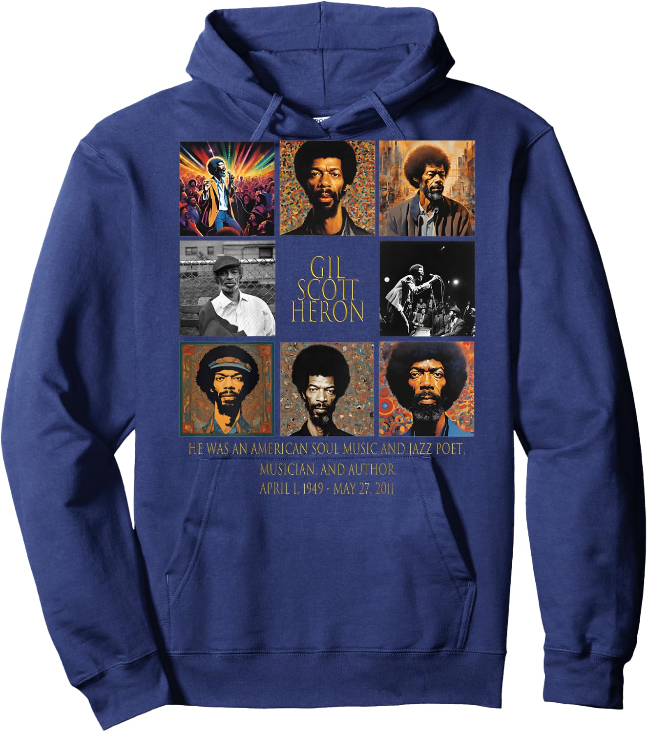 Gil Scott-Heron_005_Back Printed Hoodie - Hoodie | Navy