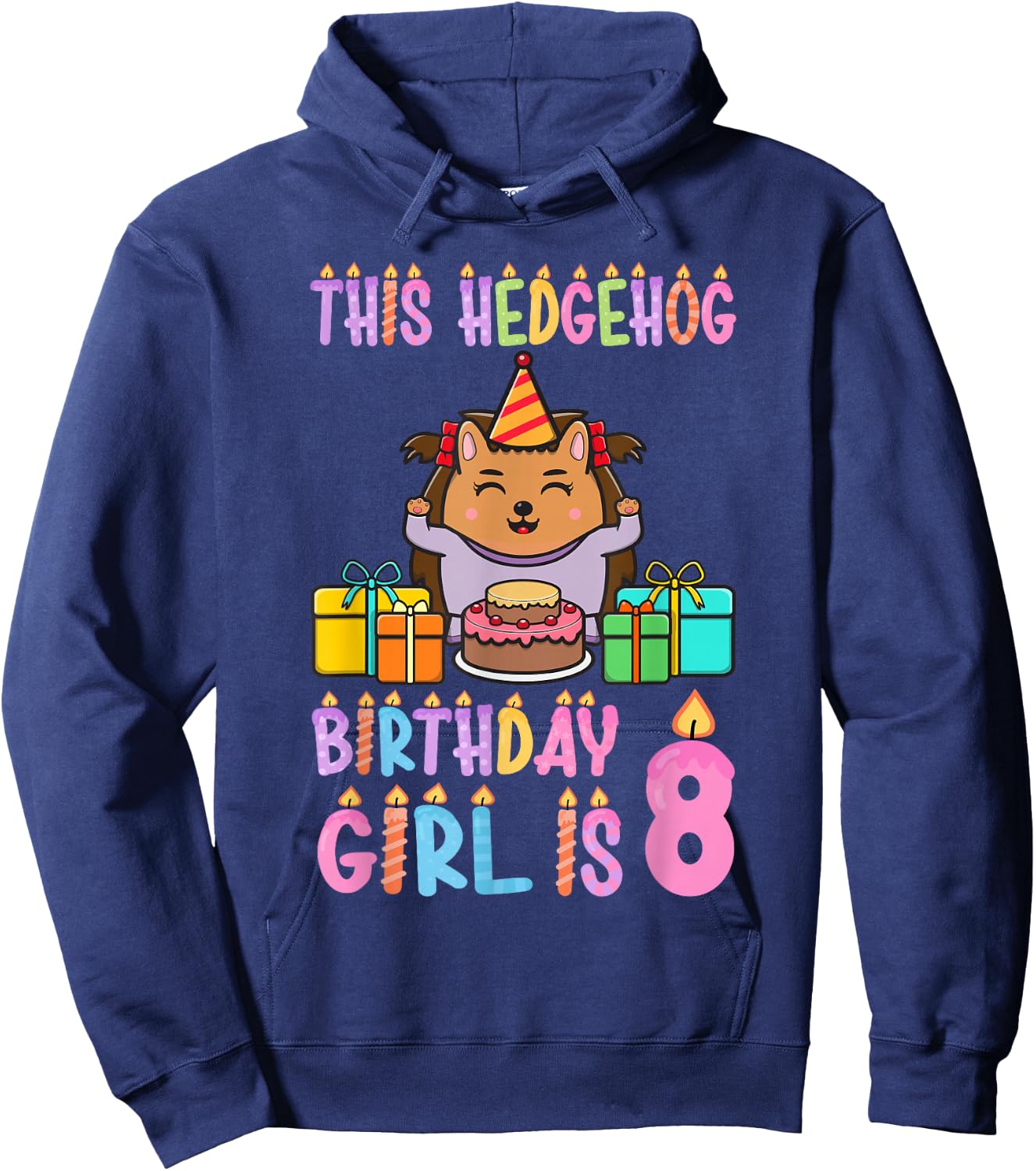 This Hedgehog Birthday Girl is 8 Birthday Hoodie - Hoodie | Navy
