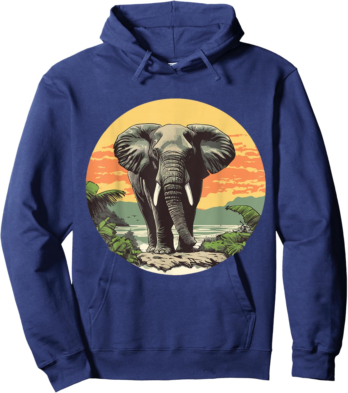 Elephant in Nature, Elephant Hoodie - Hoodie | Navy