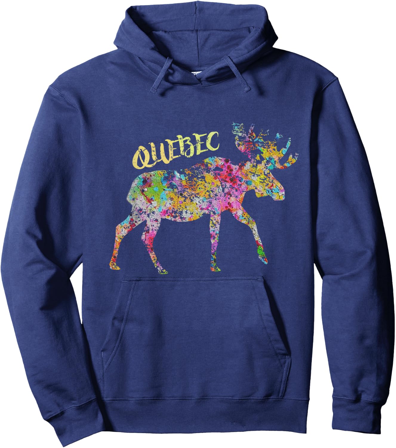Quebec Moose Graphic | Québec Canada Hoodie - Hoodie | Navy