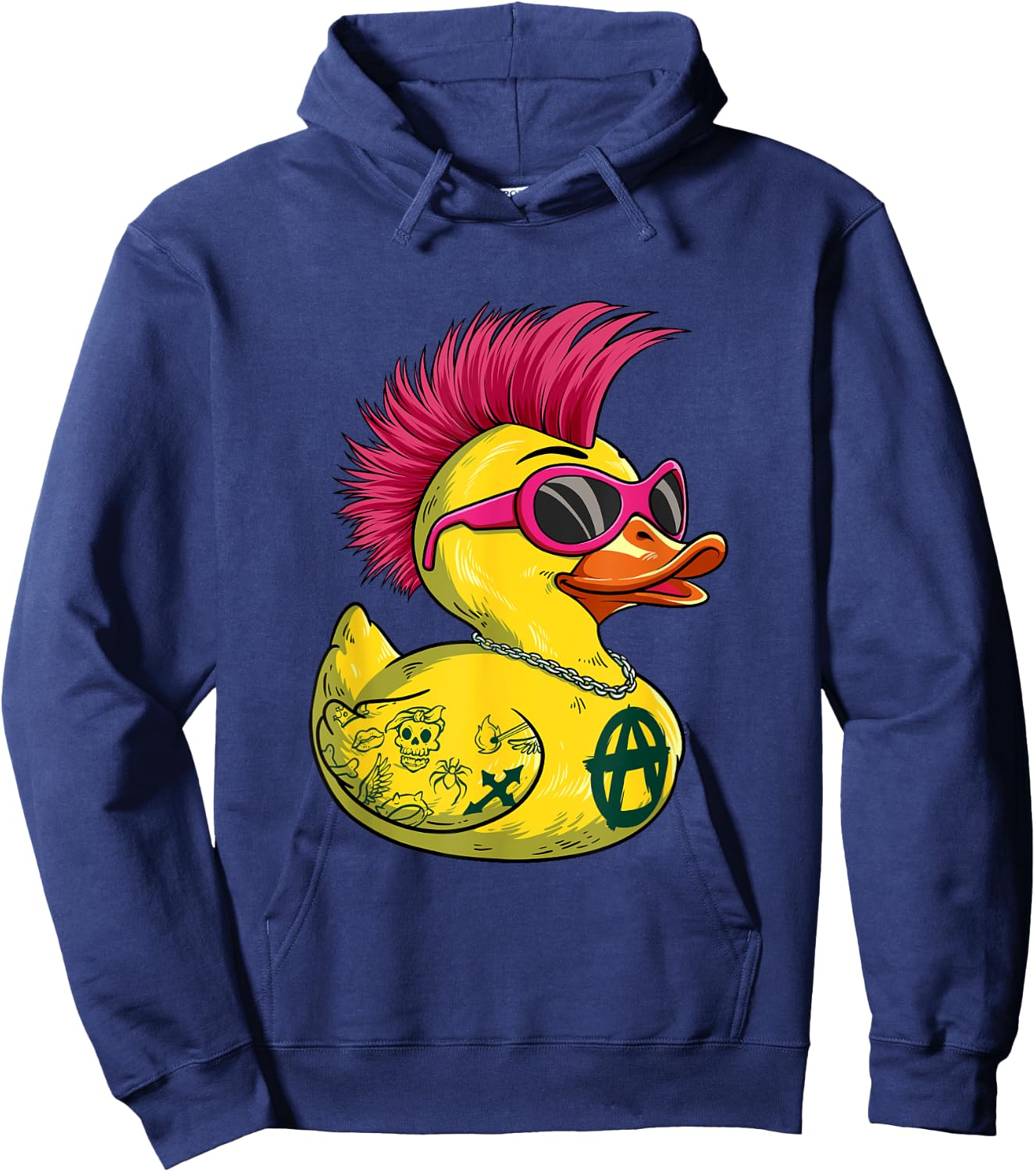 Punk Duck Rocker Punk Hoodie - Hoodie | Navy