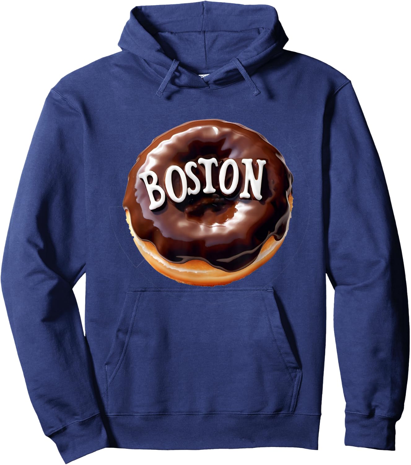 Boston Cream Donut with Text Hoodie - Hoodie | Navy