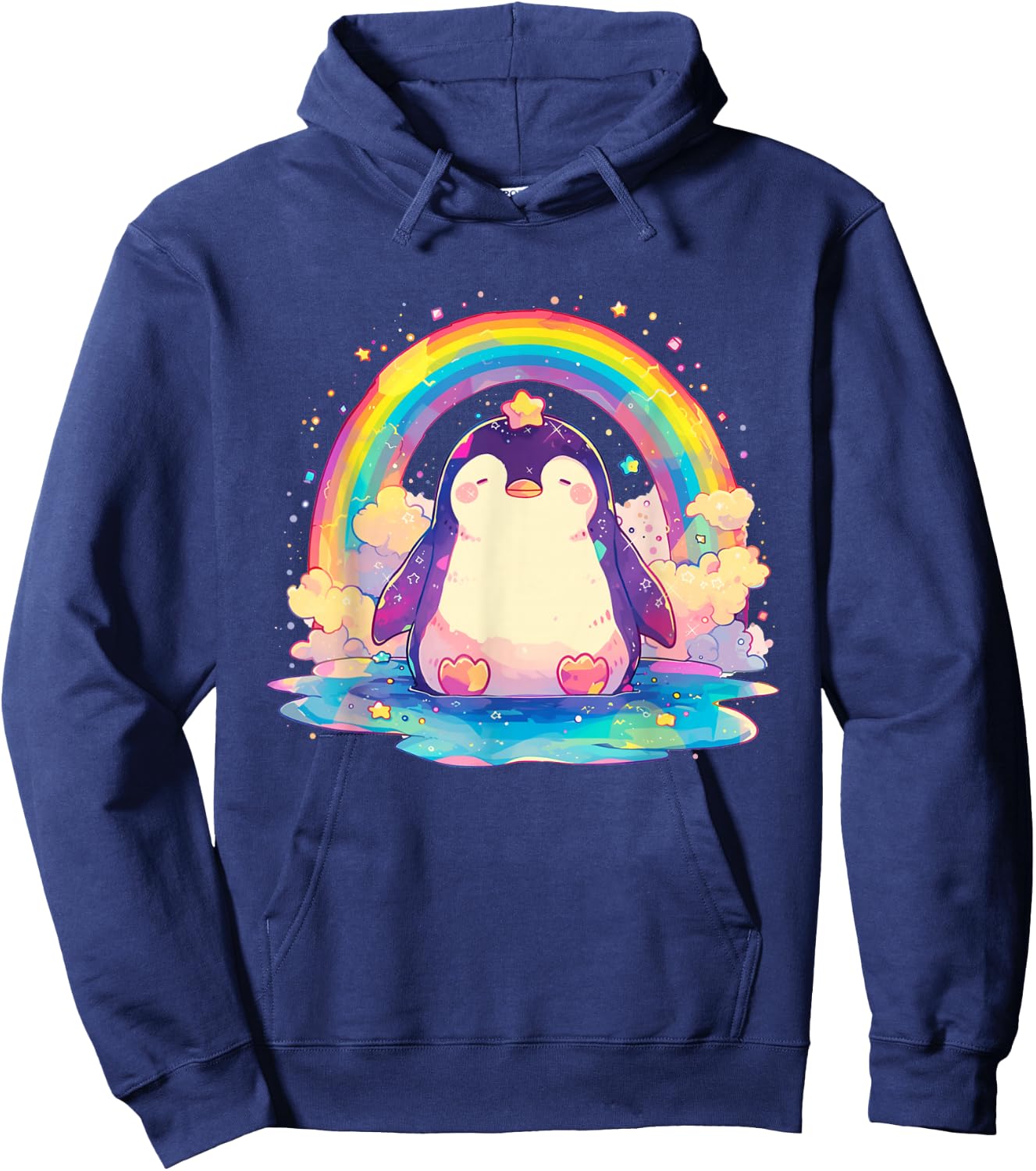 Penguin Rainbow - Penguin Kawaii Hoodie - Hoodie | Navy