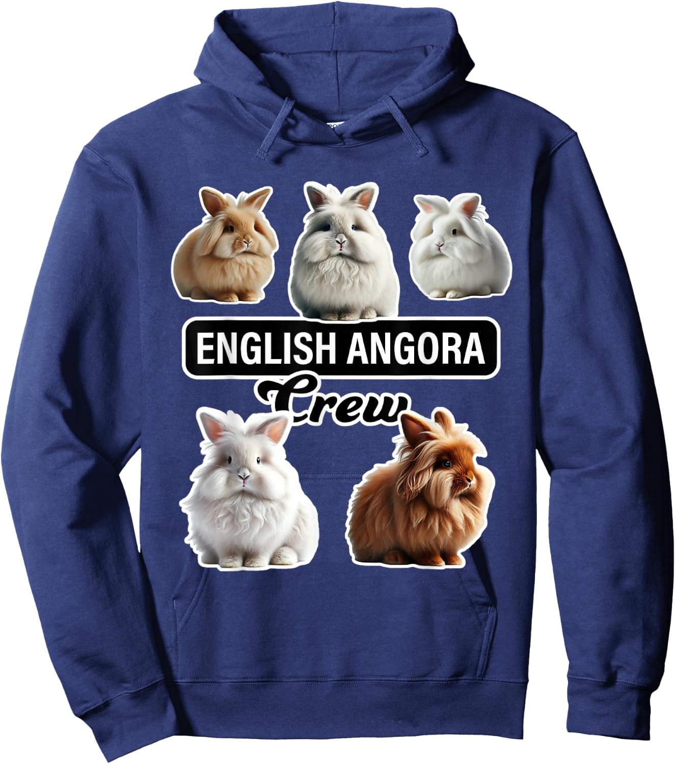 English Angora Rabbit Crew Funny Bunny Hoodie - Hoodie | Navy