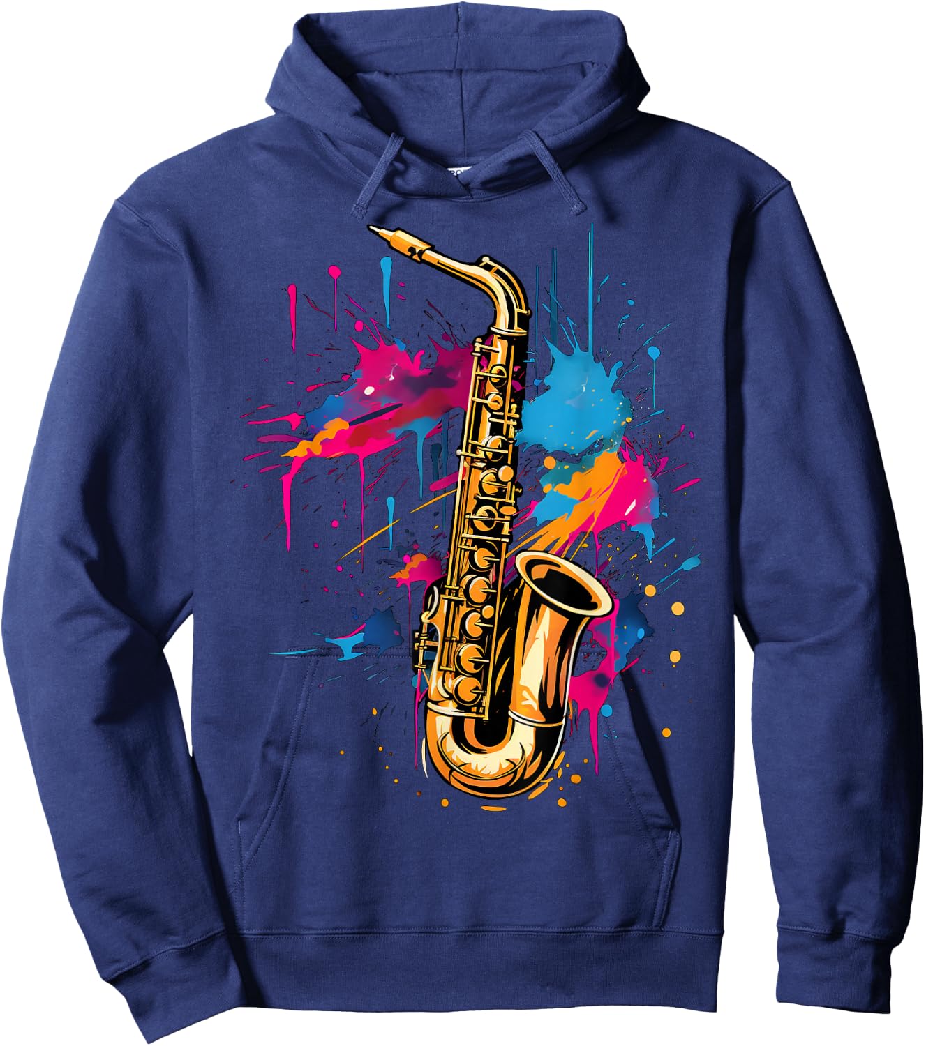 Cool Colourful Saxophone Musician , black Hoodie - Hoodie | Navy