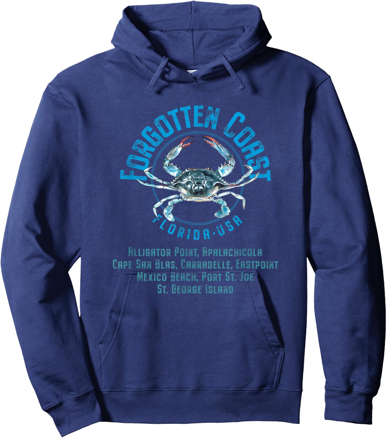 Forgotten Coast Florida Blue Crab Design Hoodie - Hoodie | Navy