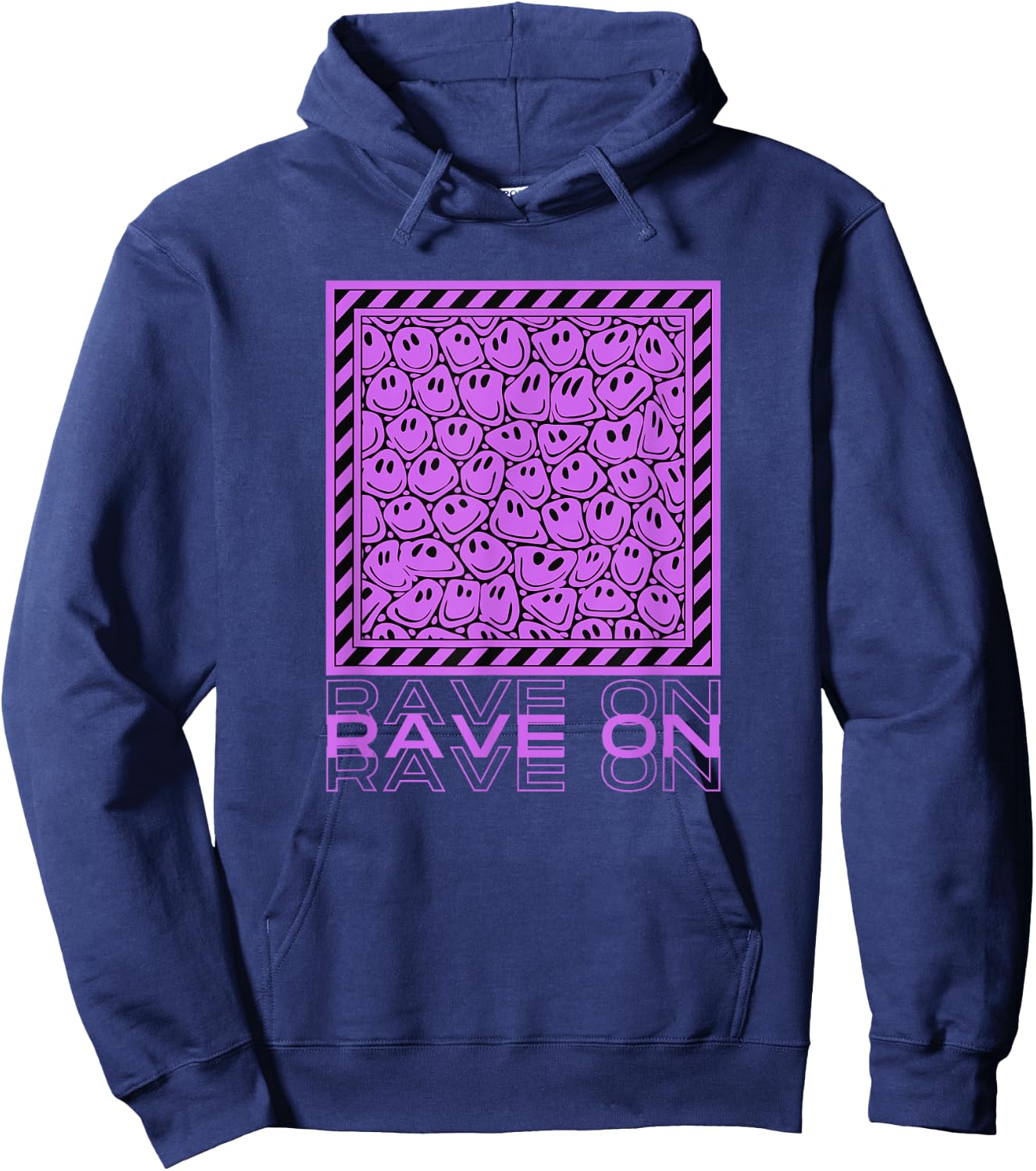 Skull Rave 90s Clothing Men | EDM Merch Hoodie - Hoodie | Navy