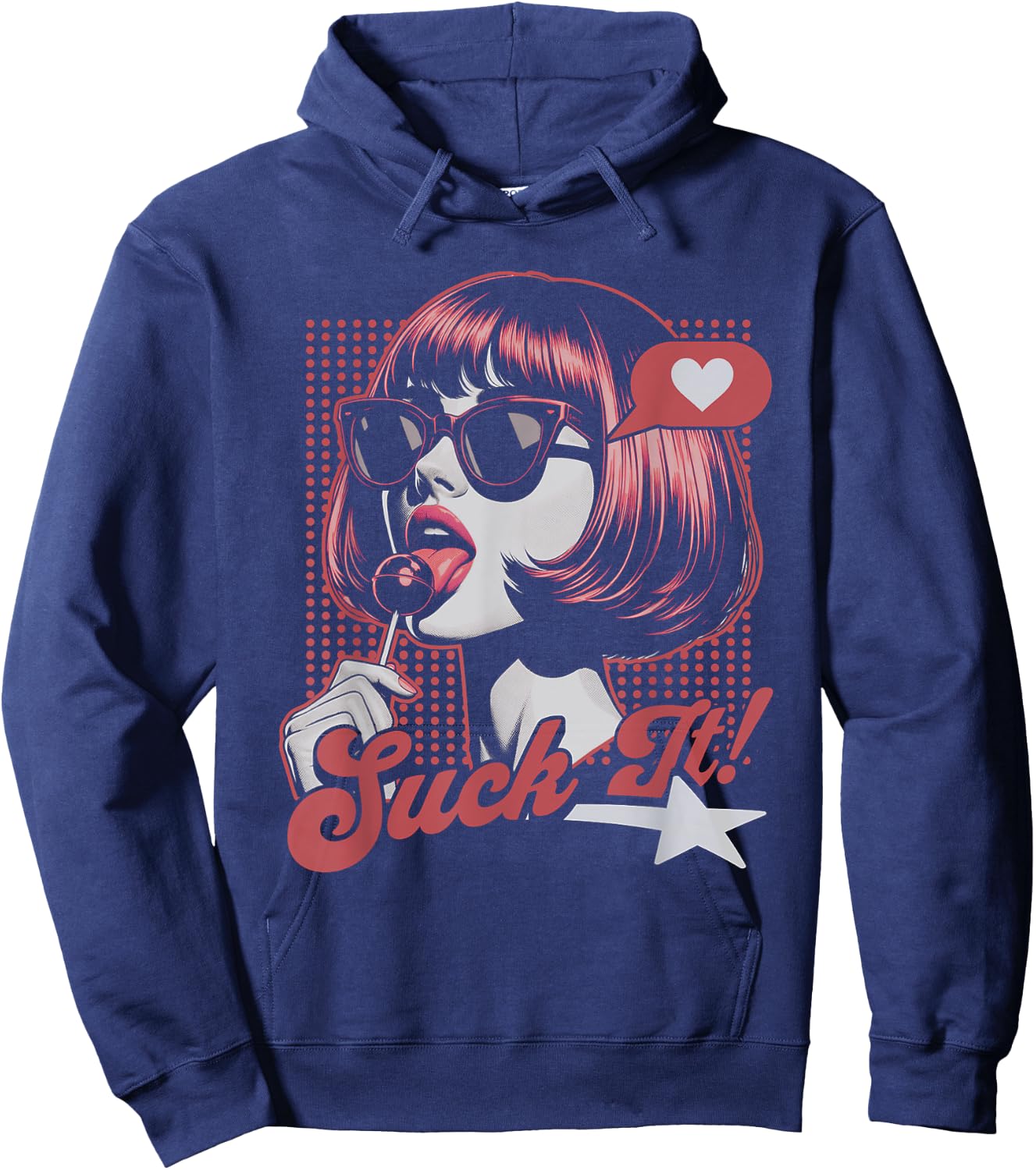 Funny Retro Pop Art Graphic Novelty Hoodie - Hoodie | Navy