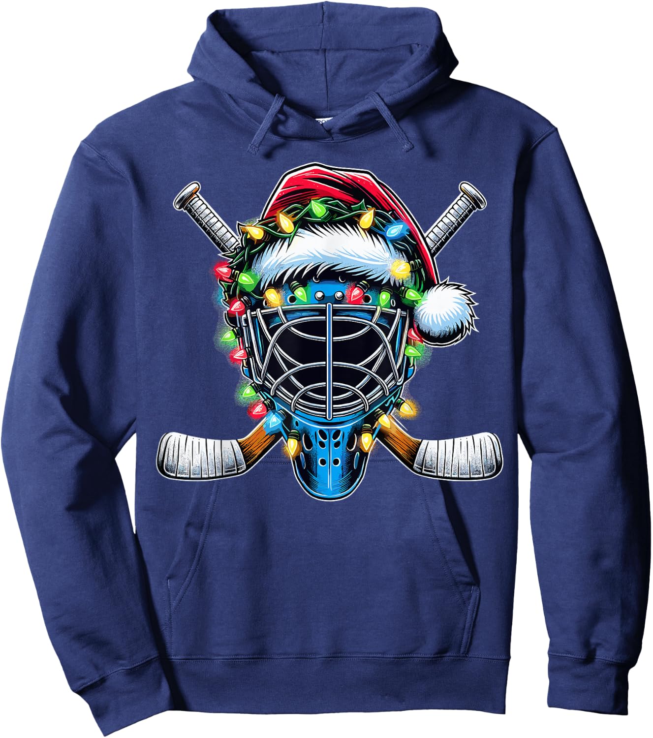 Santa Christmas Hockey Player Hoodie - Hoodie | Navy