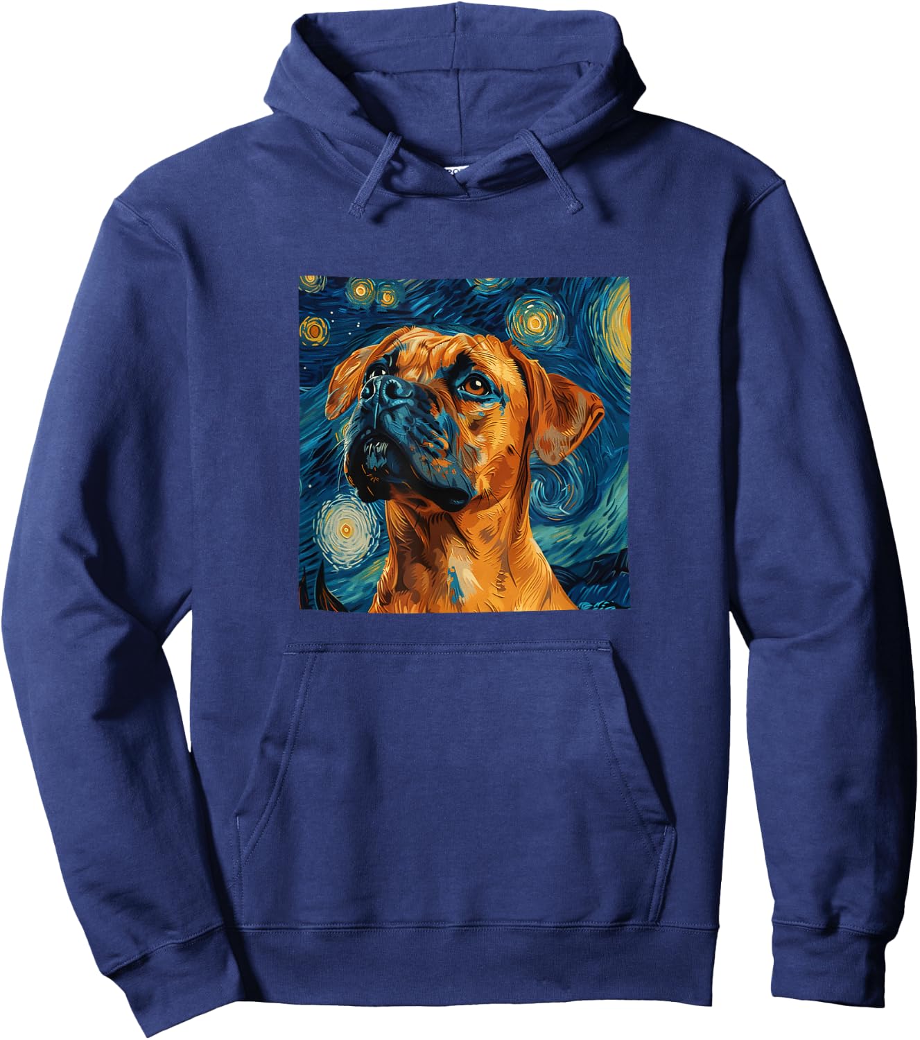 Boxer Dog Starry Night Van Gogh Style Graphic Hoodie - Hoodie | Navy