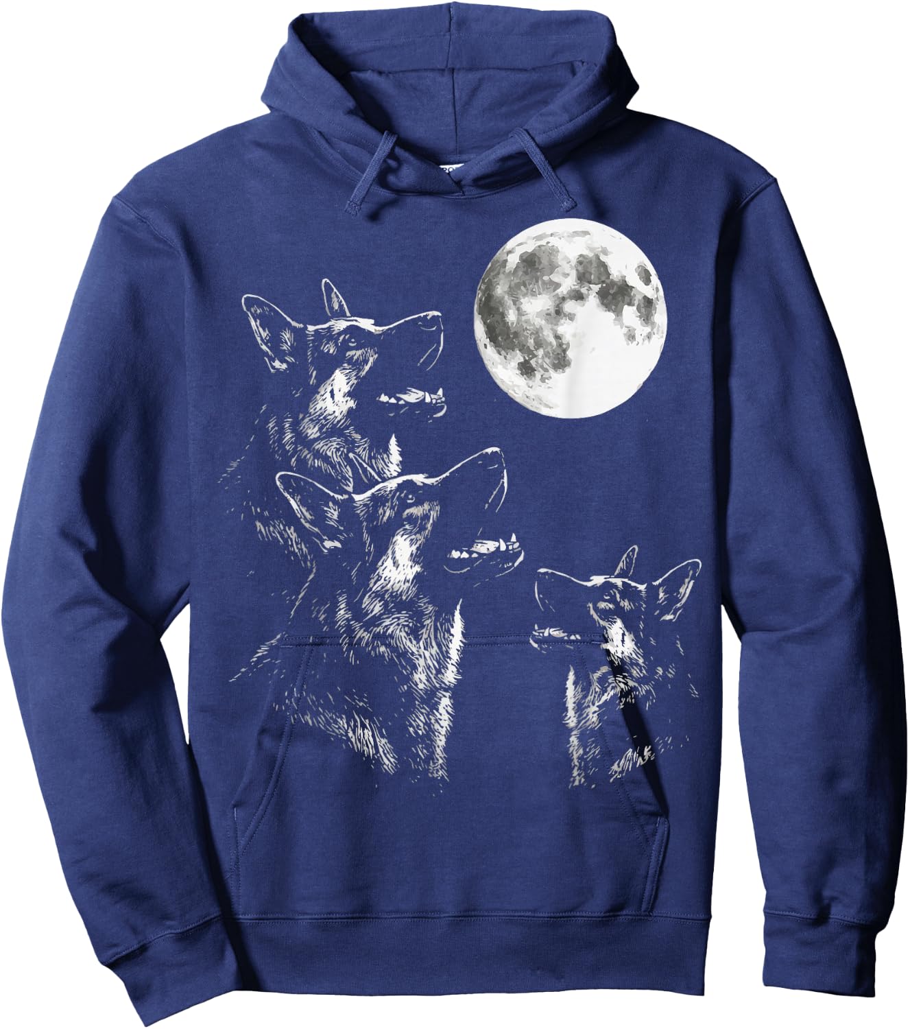 German Shepherd Howling At Moon Hoodie - Hoodie | Navy