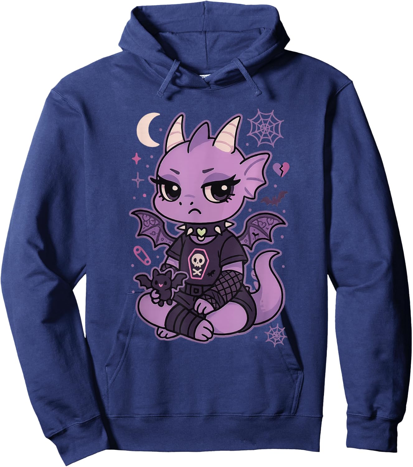 Pastel Goth Dragon Women Nu Goth Emo Gothic Hoodie - Hoodie | Navy