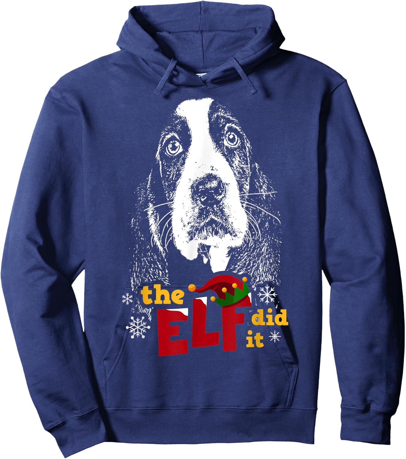 Elf Did it Funny Basset Hound Christmas Hoodie - Hoodie | Navy