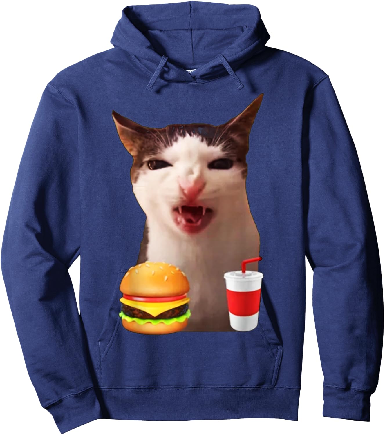Cat Crunching Food Meme Hoodie - Hoodie | Navy
