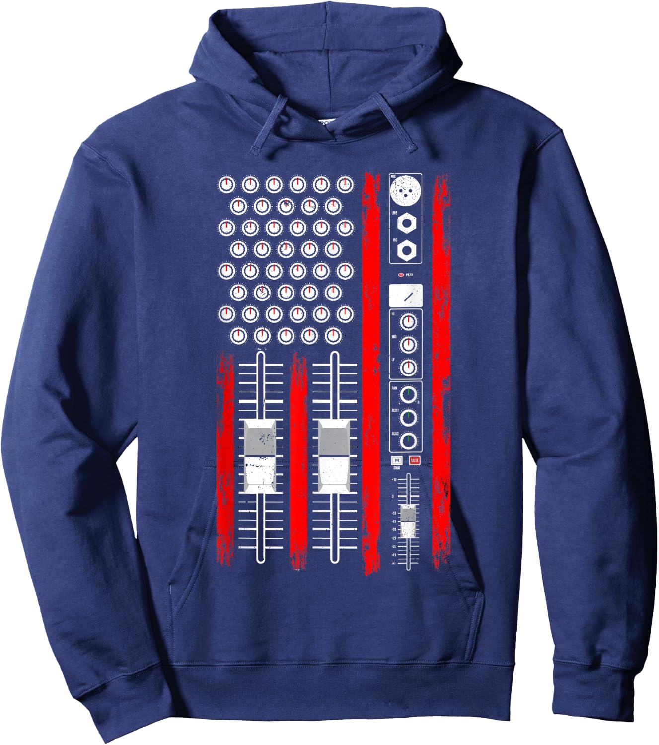 Cool Music Producer American Flag Patriotic DJ Hoodie - Hoodie | Navy