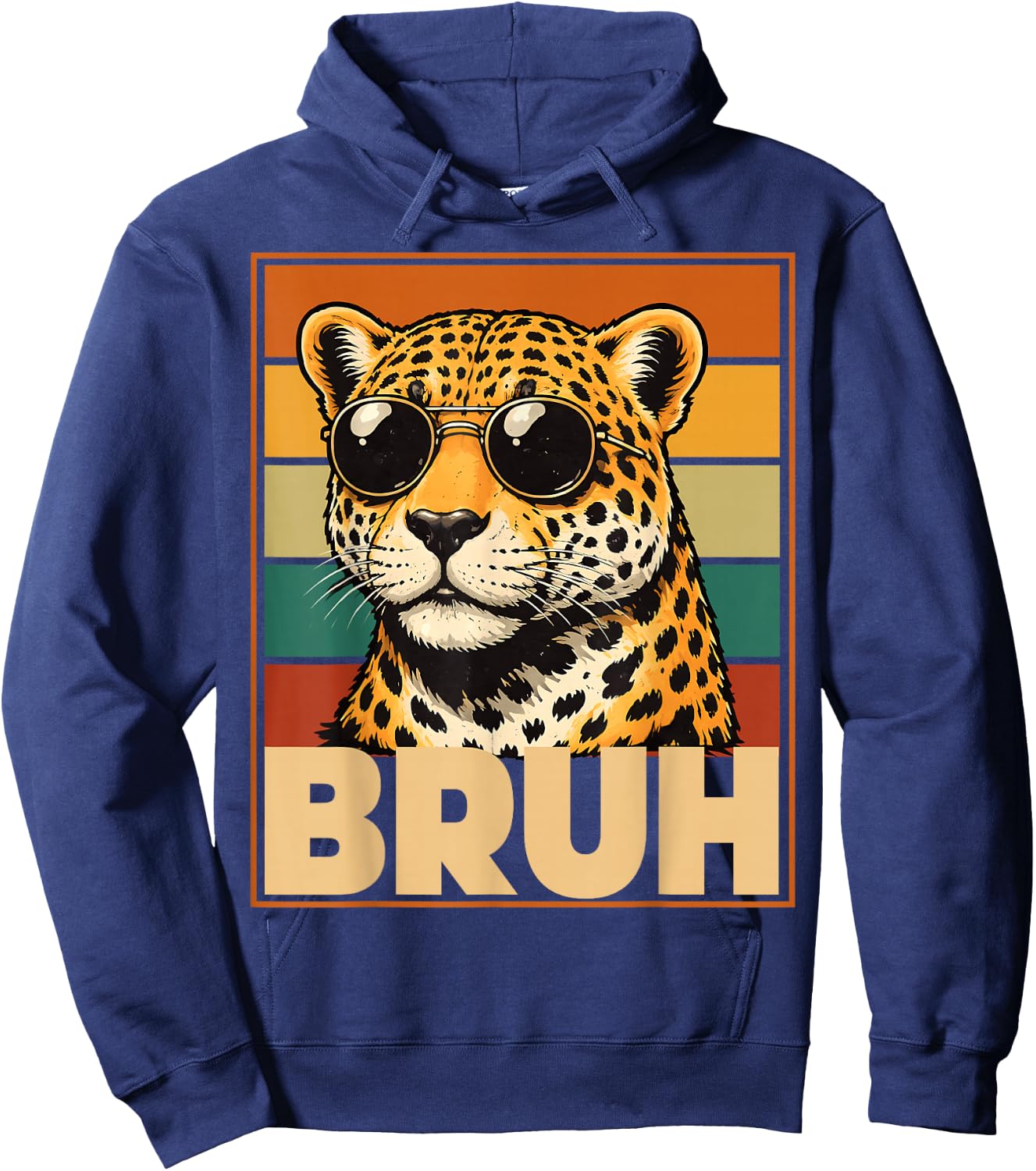 Bruh Cheetah Meme Men Boys Animal Print Kids Hoodie - Hoodie | Navy