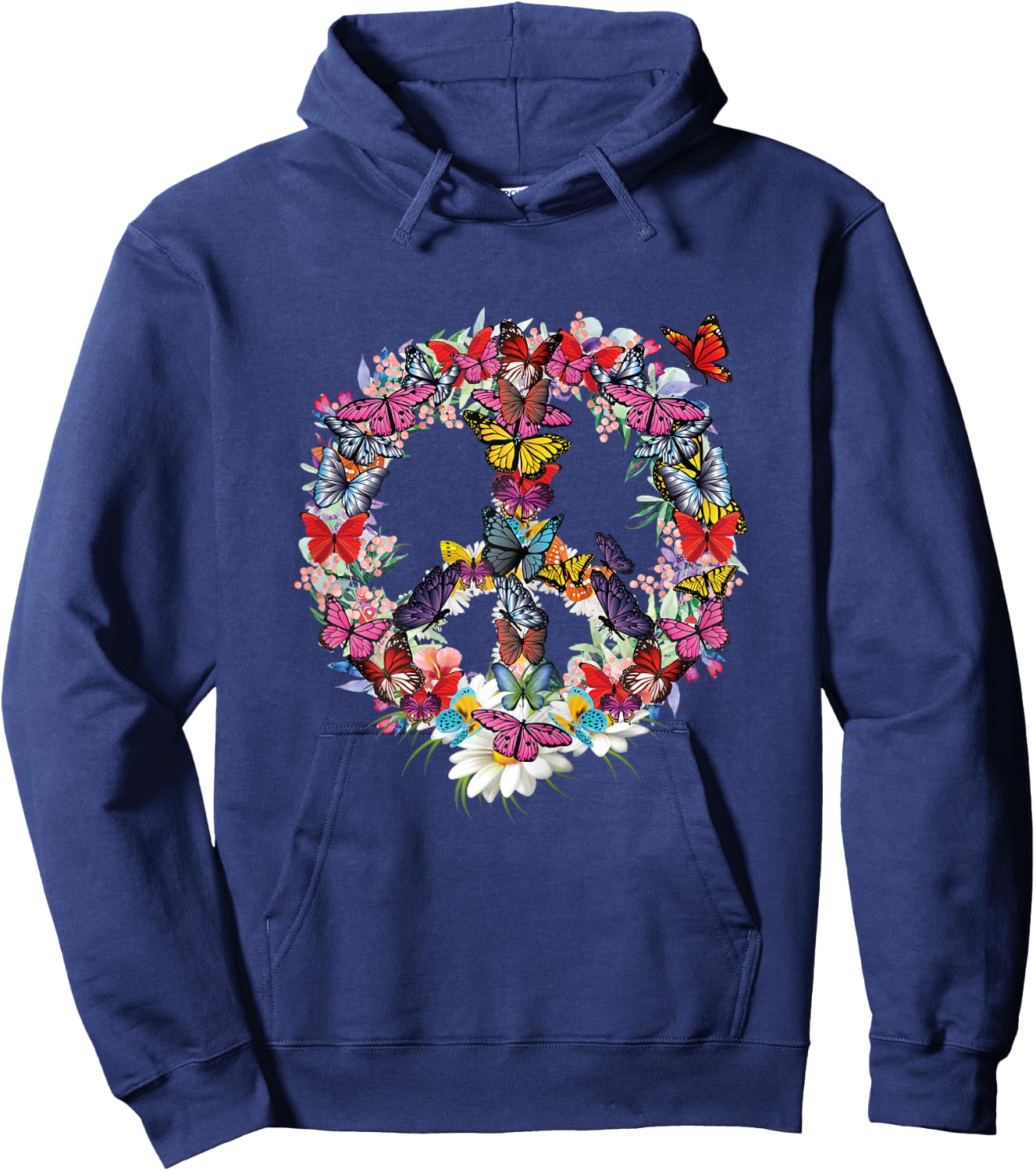 Peace , White Hoodie - Hoodie | Navy
