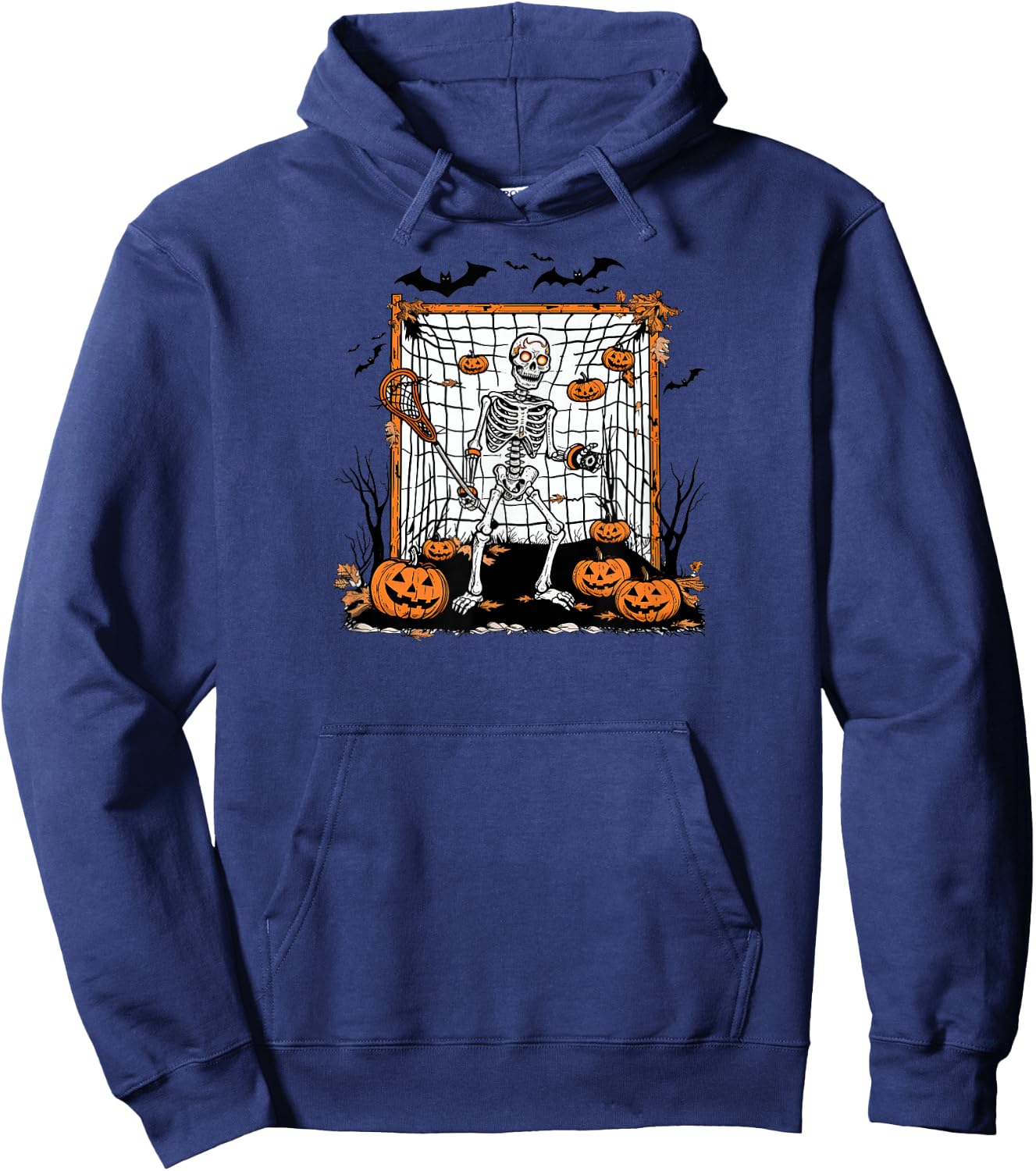 Halloween Lacrosse Skeleton Goalie Hoodie - Hoodie | Navy
